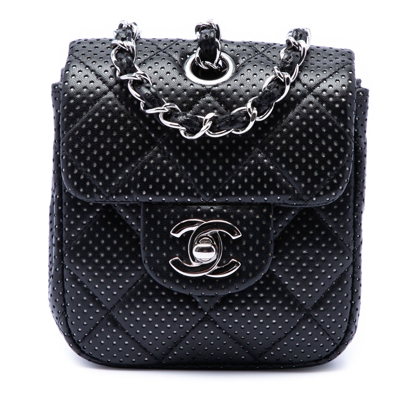 Chanel Mini CC Quilted Perforated Lambskin Flap