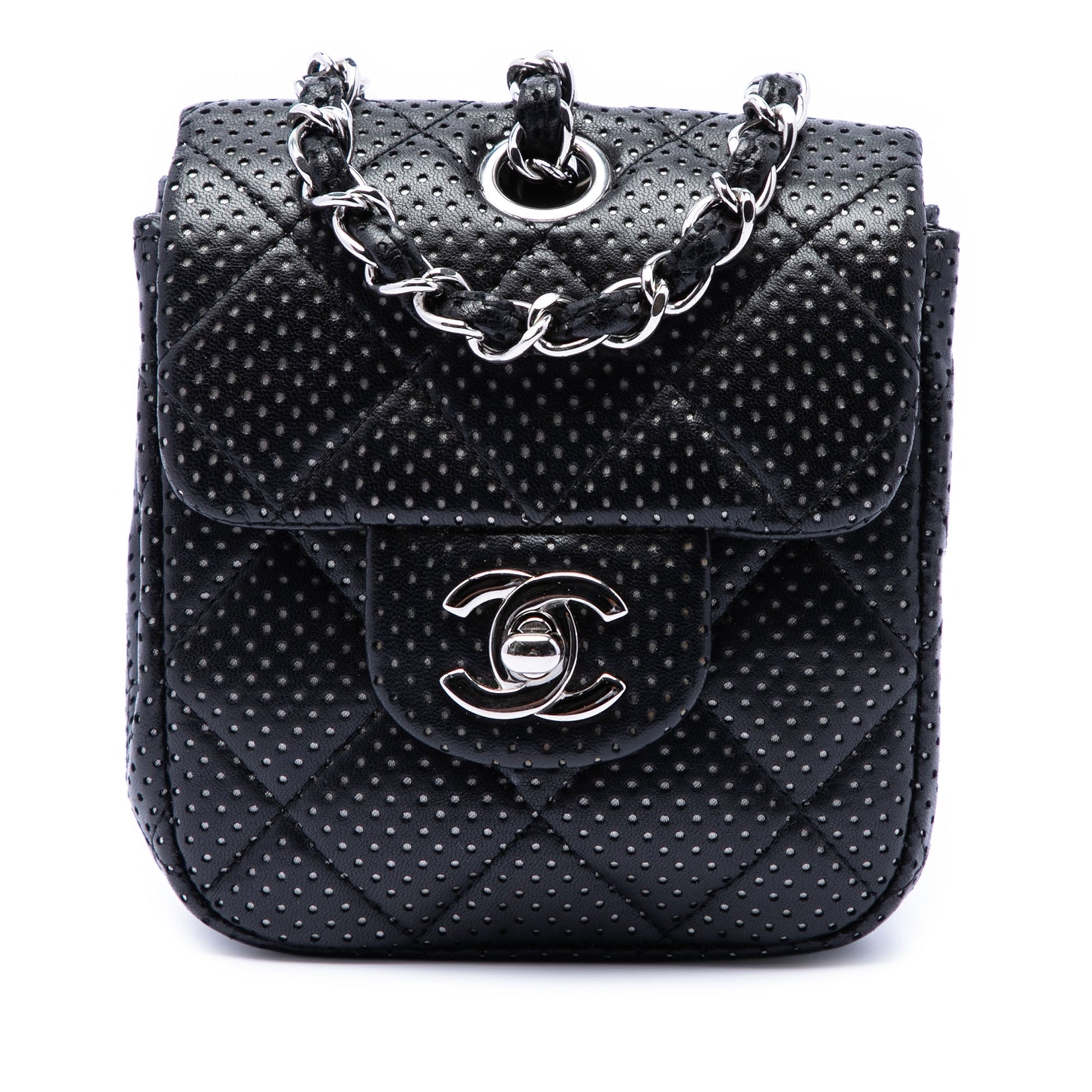 Chanel Mini CC Quilted Perforated Lambskin Flap