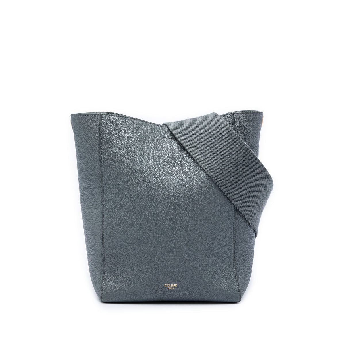 Celine Small Soft Grained Calfskin Seau Sangle Bucket Bag — Gray