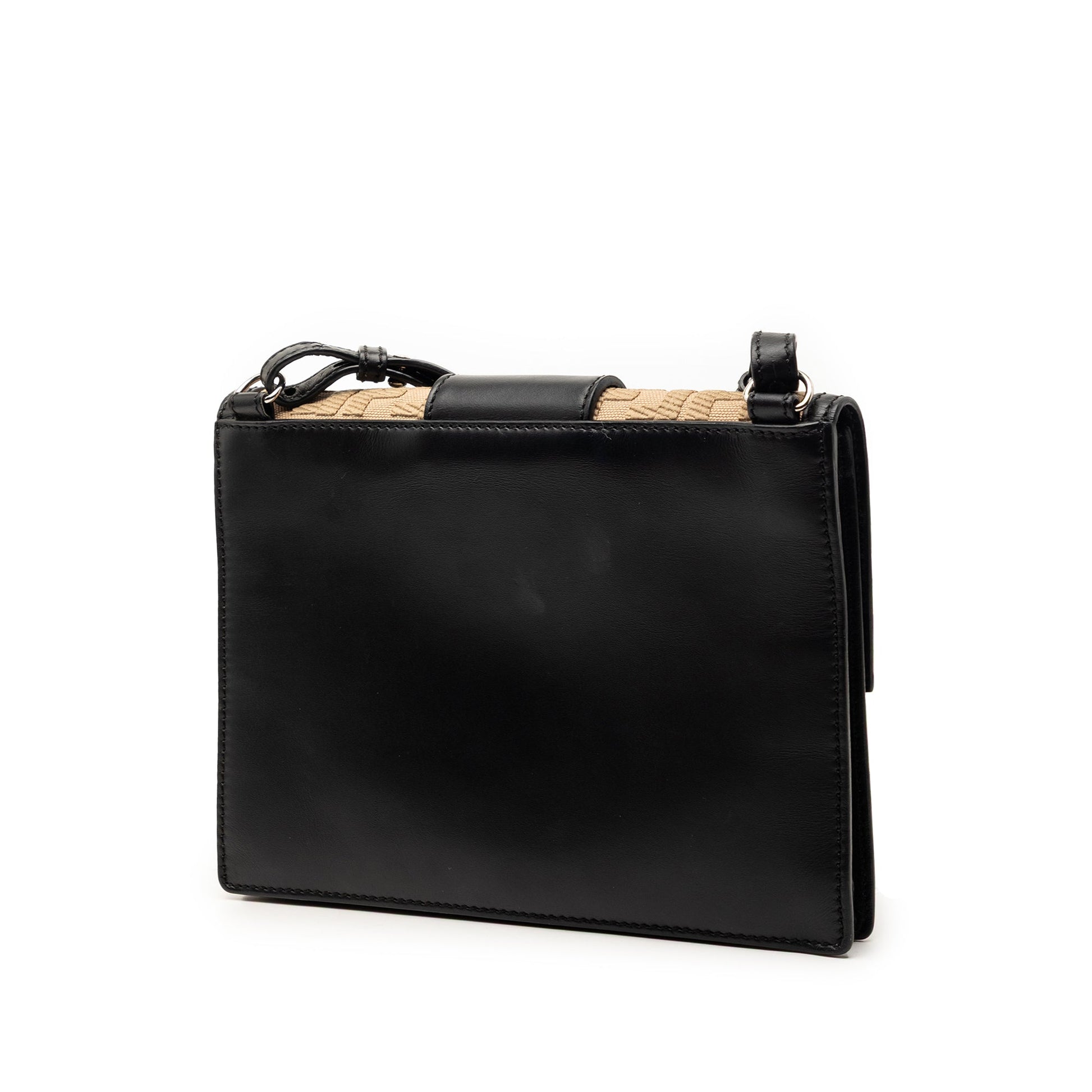 Fendi Calfskin and Canvas FF 1974 Flat Baguette Crossbody