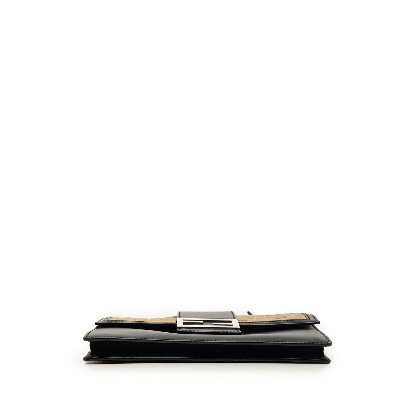 Fendi Calfskin and Canvas FF 1974 Flat Baguette Crossbody