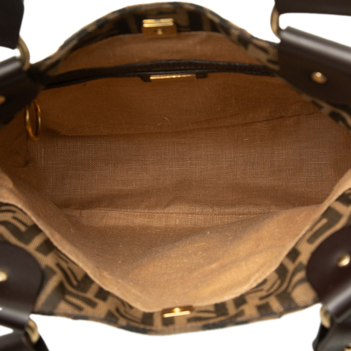 Fendi Zucca Zebra Print Canvas Diavolo Trapezio Tote — Brown