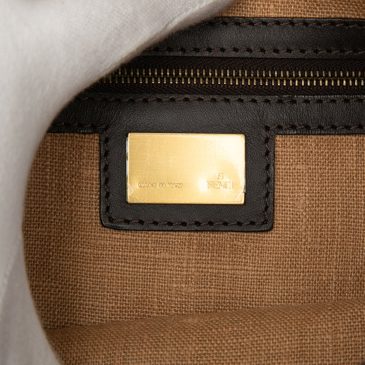 Fendi Zucca Zebra Print Canvas Diavolo Trapezio Tote — Brown