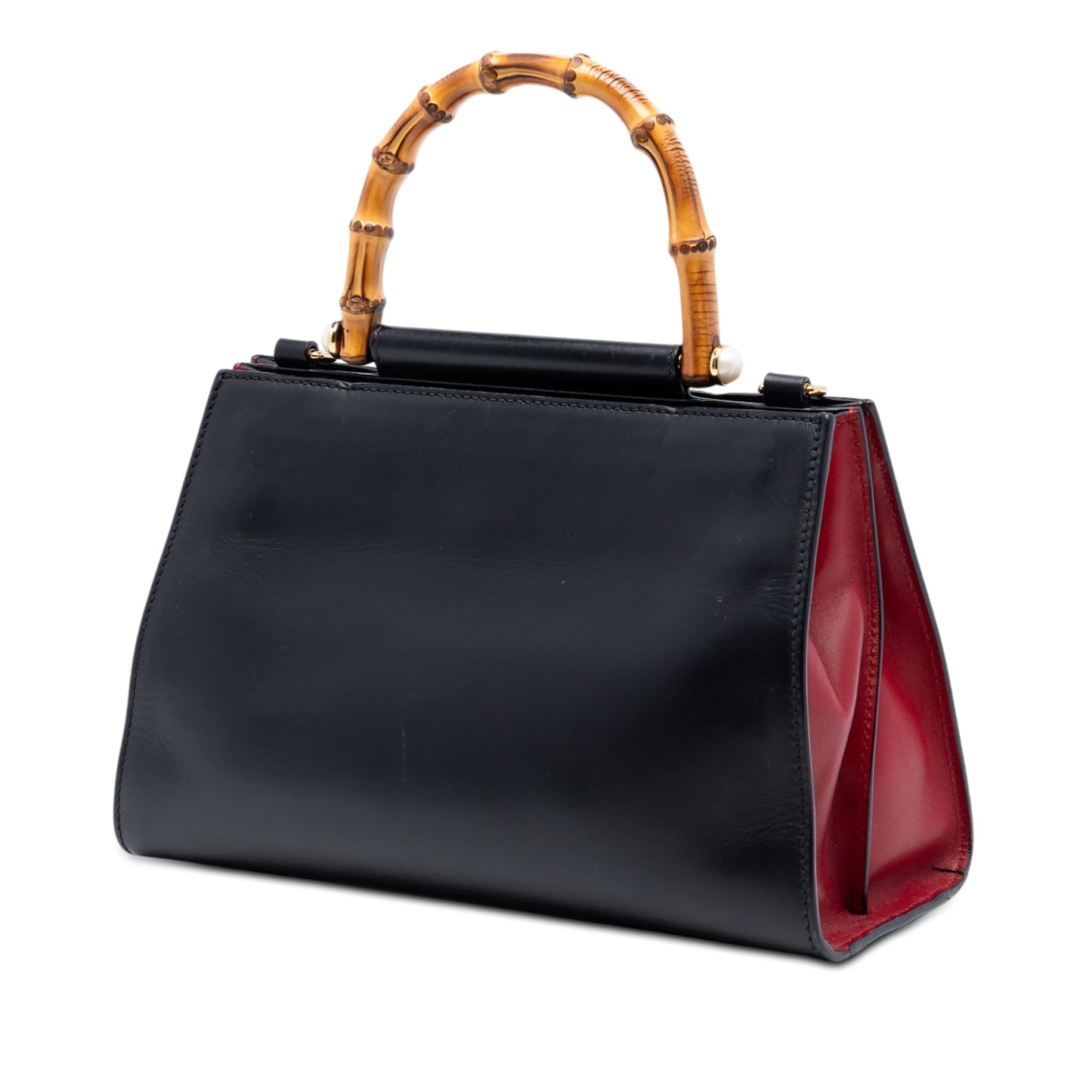 Small Leather Bamboo Nymphaea Web Satchel