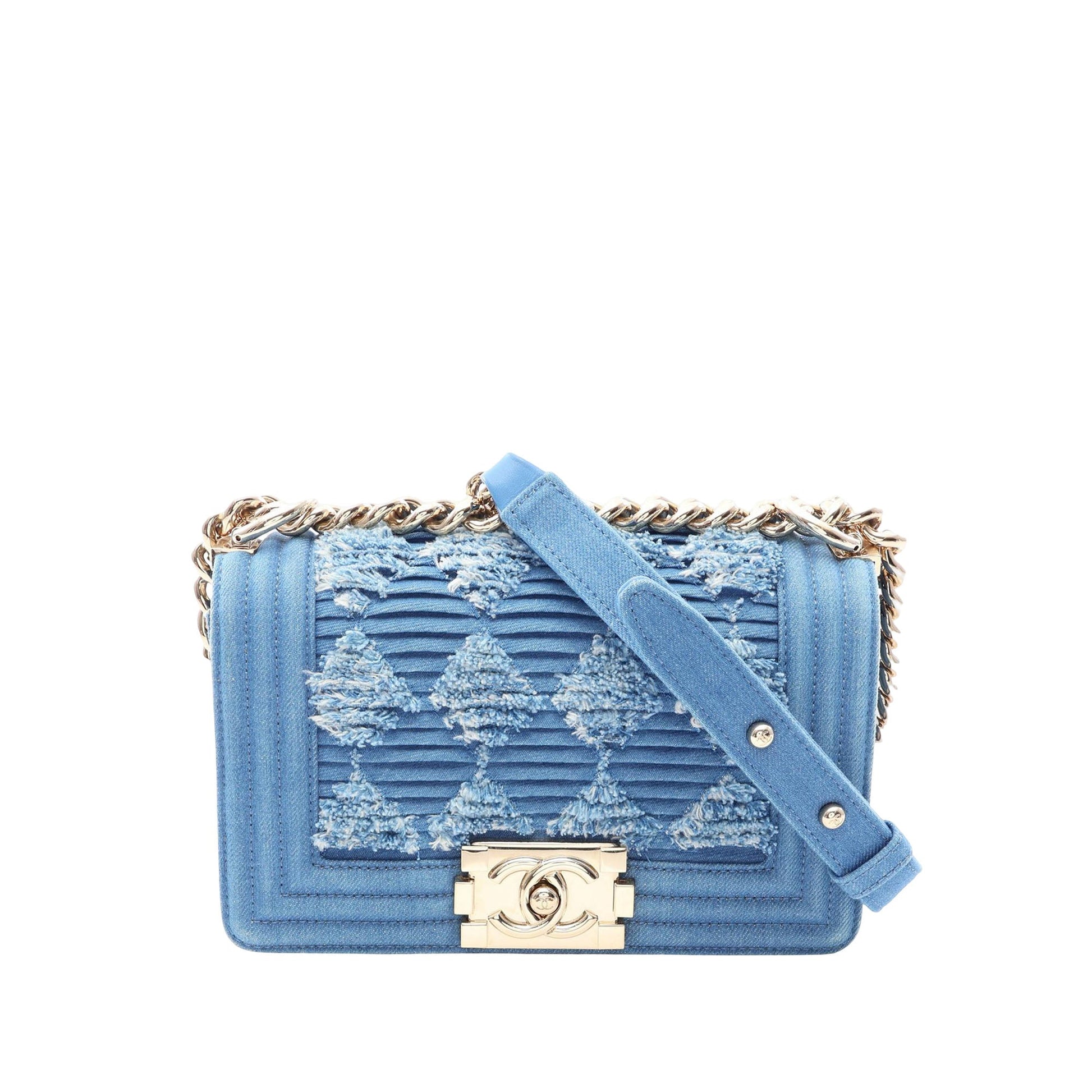 Chanel Small Pleated Denim Boy Flap