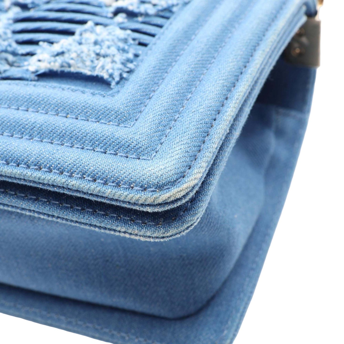 Chanel Small Pleated Denim Boy Flap