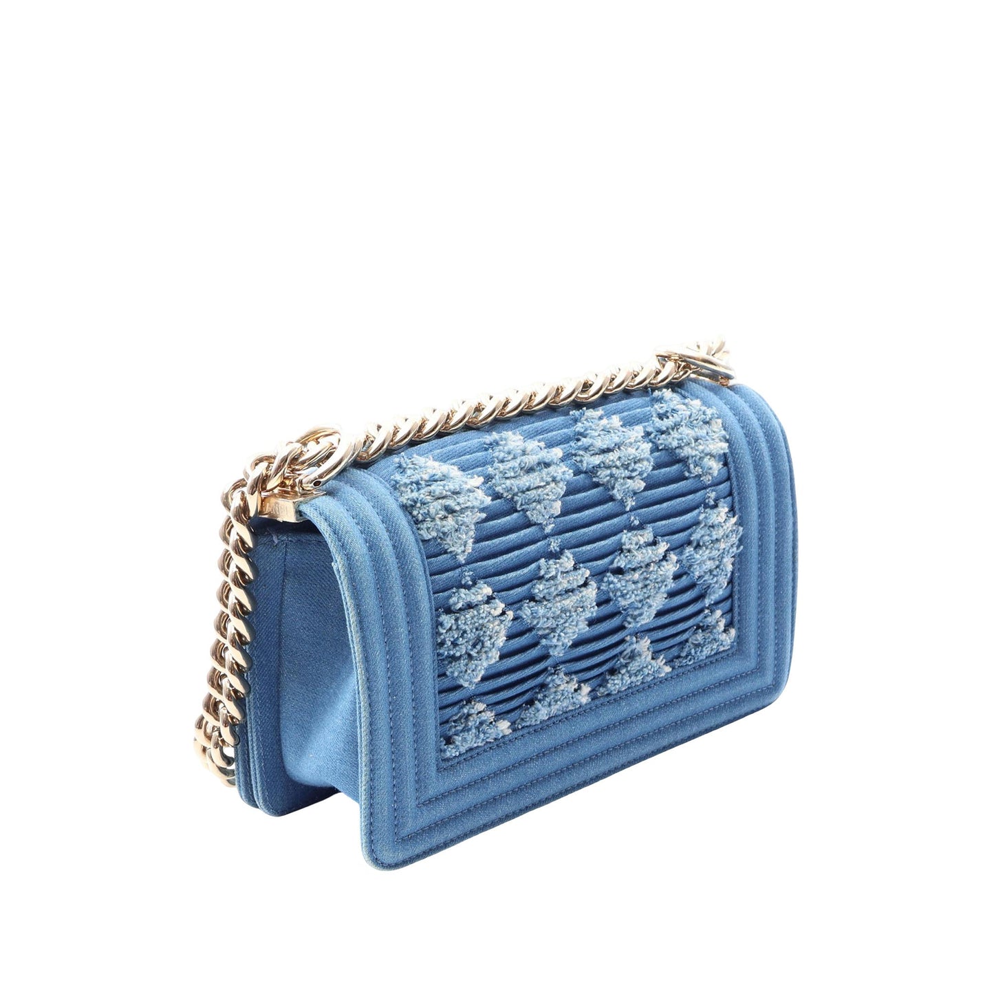 Chanel Small Pleated Denim Boy Flap