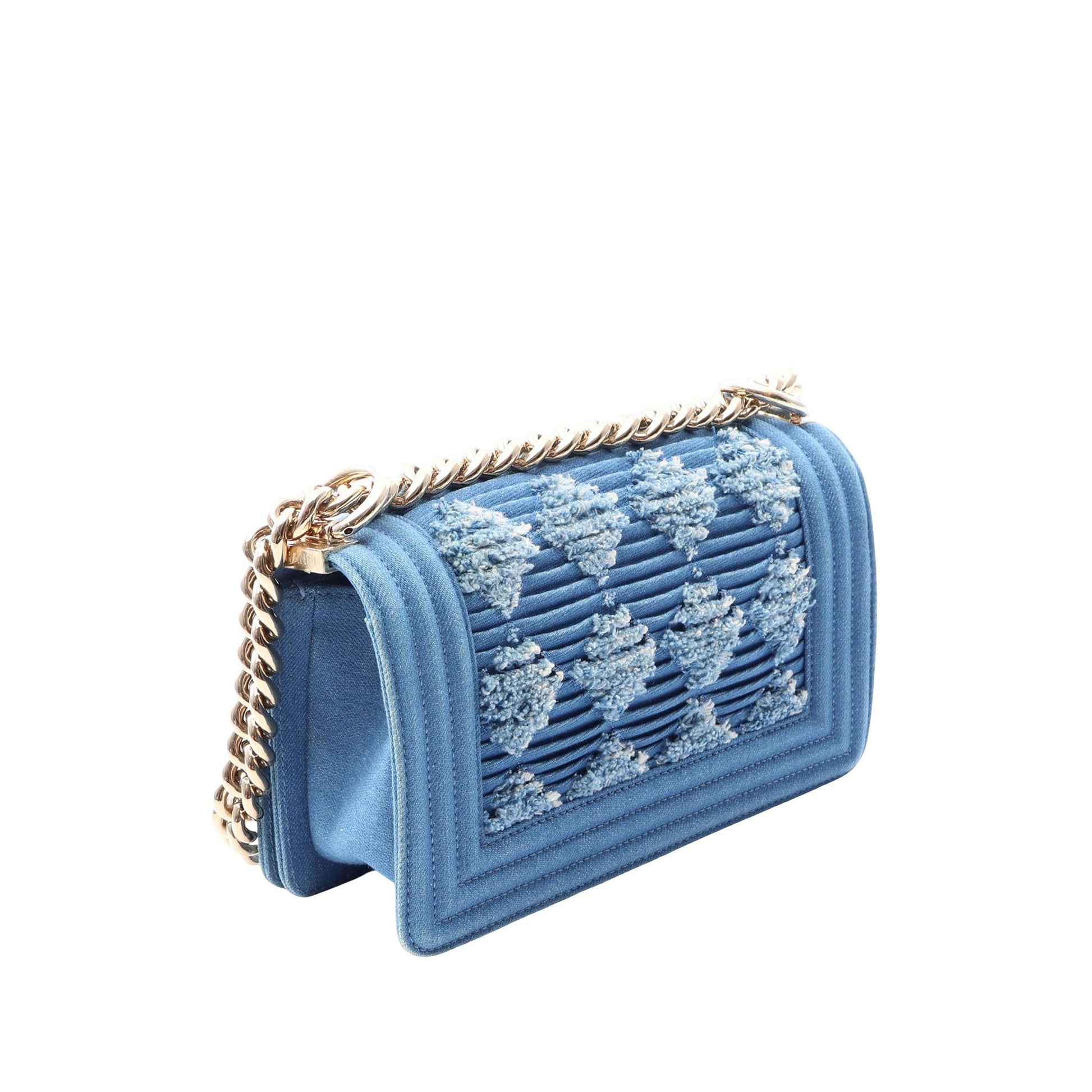 Chanel Small Pleated Denim Boy Flap