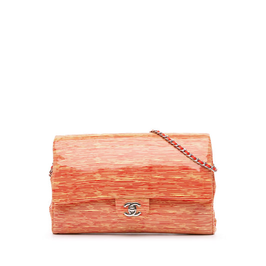 Chanel CC Patent Striped Flap Clutch with Chain