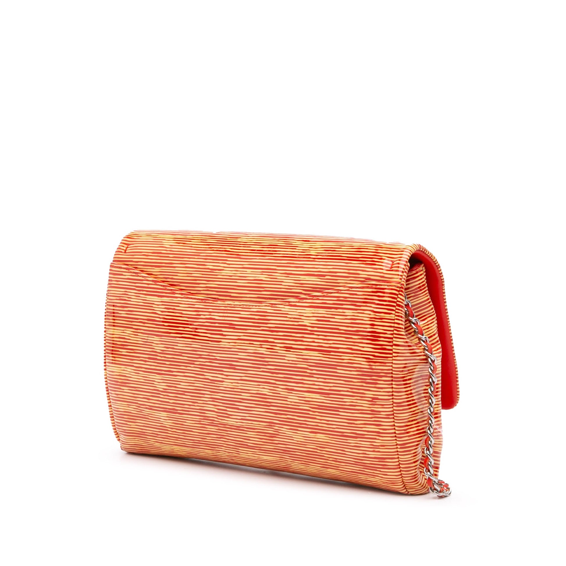 Chanel CC Patent Striped Flap Clutch with Chain