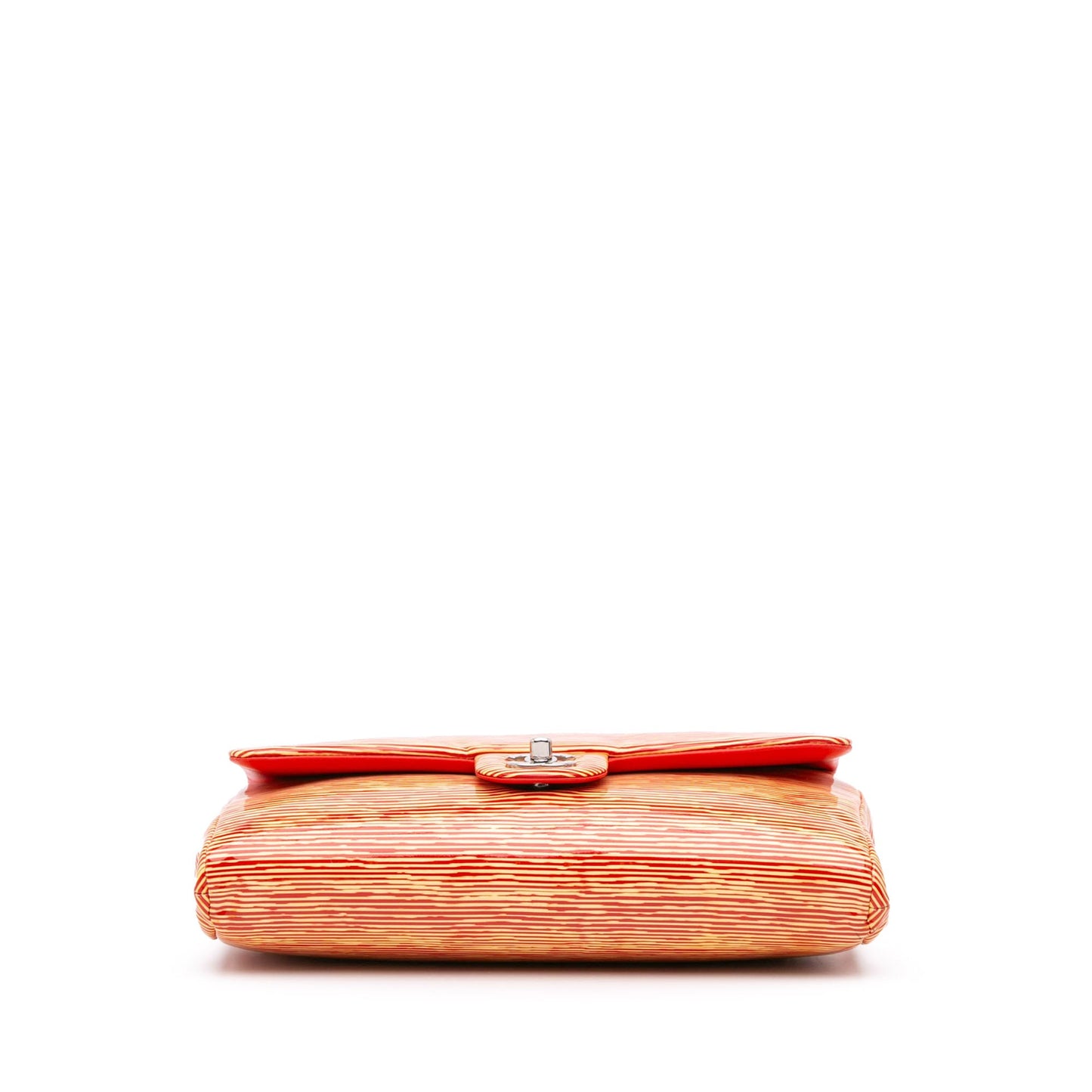 Chanel CC Patent Striped Flap Clutch with Chain