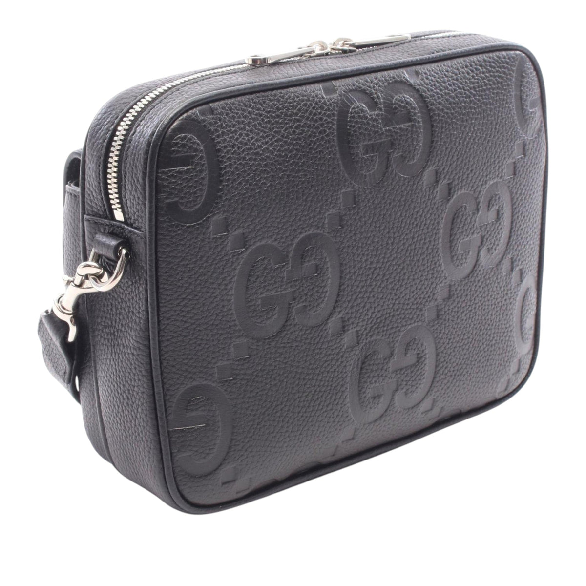 Gucci Small Jumbo GG Embossed Leather Crossbody — Black