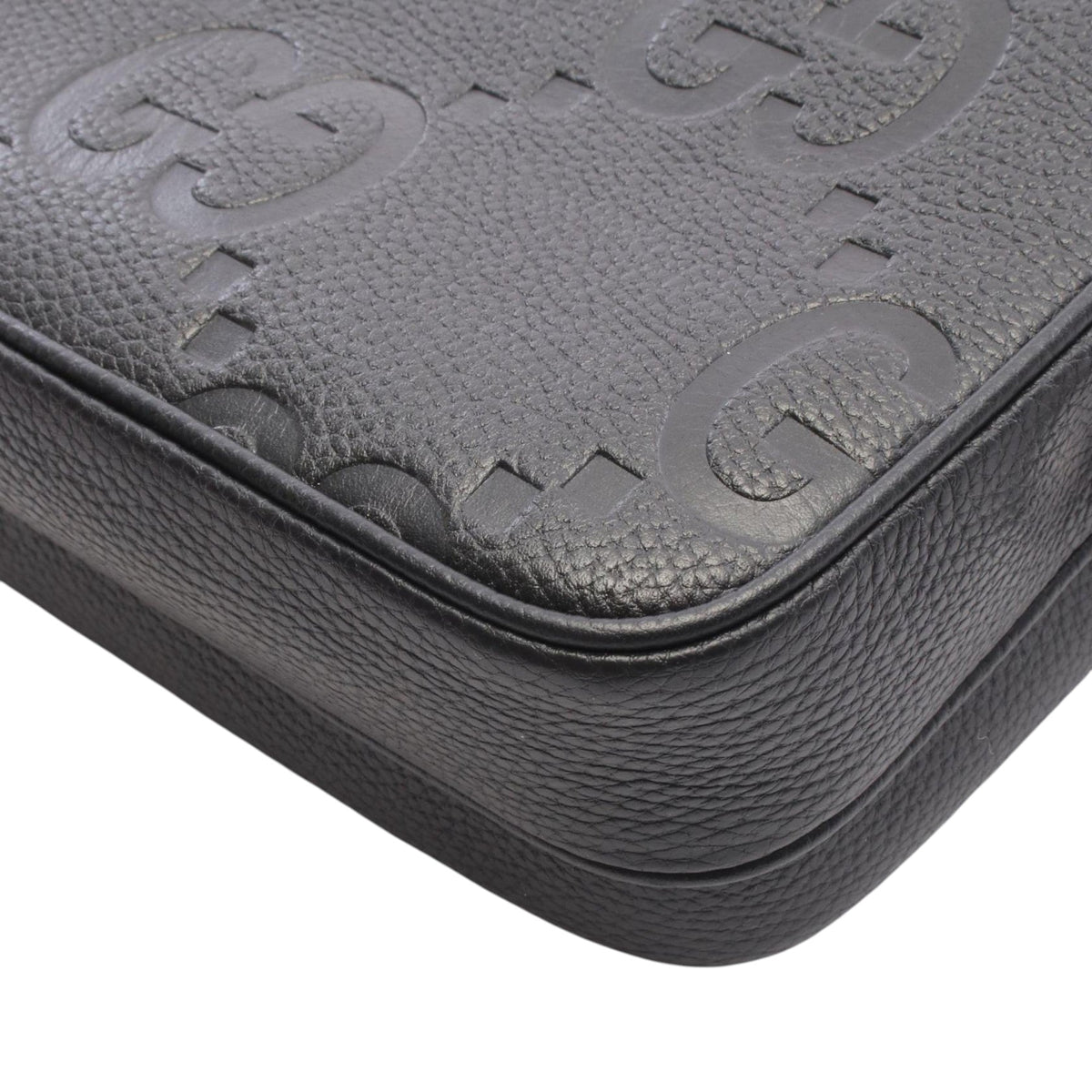 Gucci Small Jumbo GG Embossed Leather Crossbody — Black