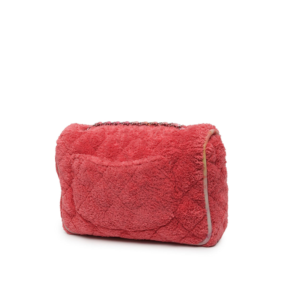 Chanel Jumbo Quilted Terry Cloth Ribbon Flap — Pink