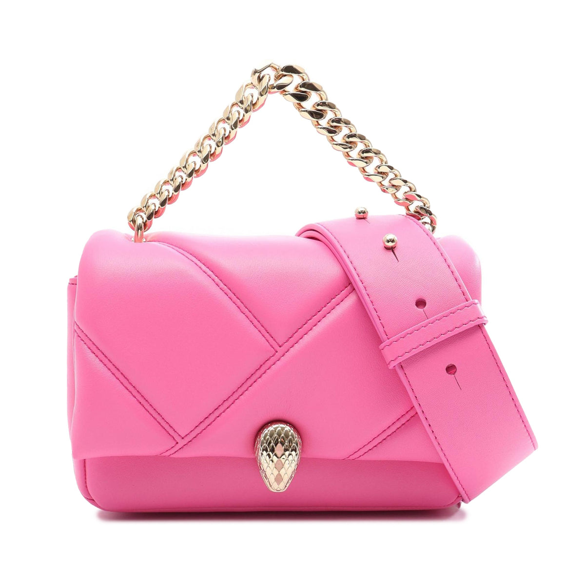 Bvlgari Mini Leather Serpenti Cabochon Satchel — Pink