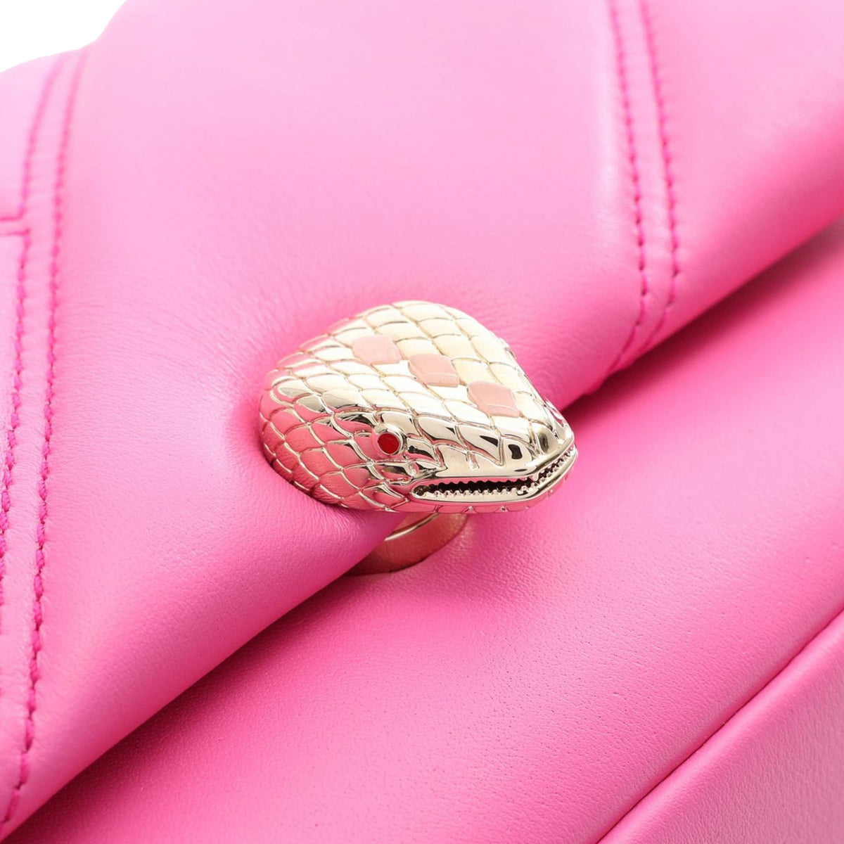 Bvlgari Mini Leather Serpenti Cabochon Satchel — Pink