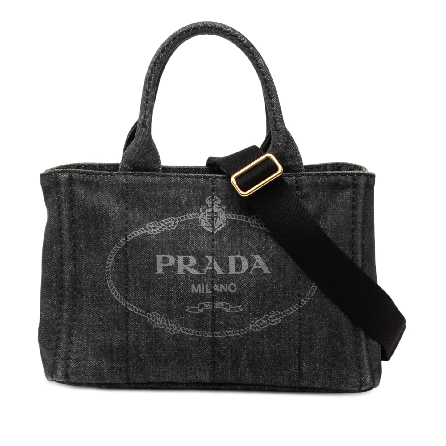 Prada Small Denim Canapa Logo Satchel