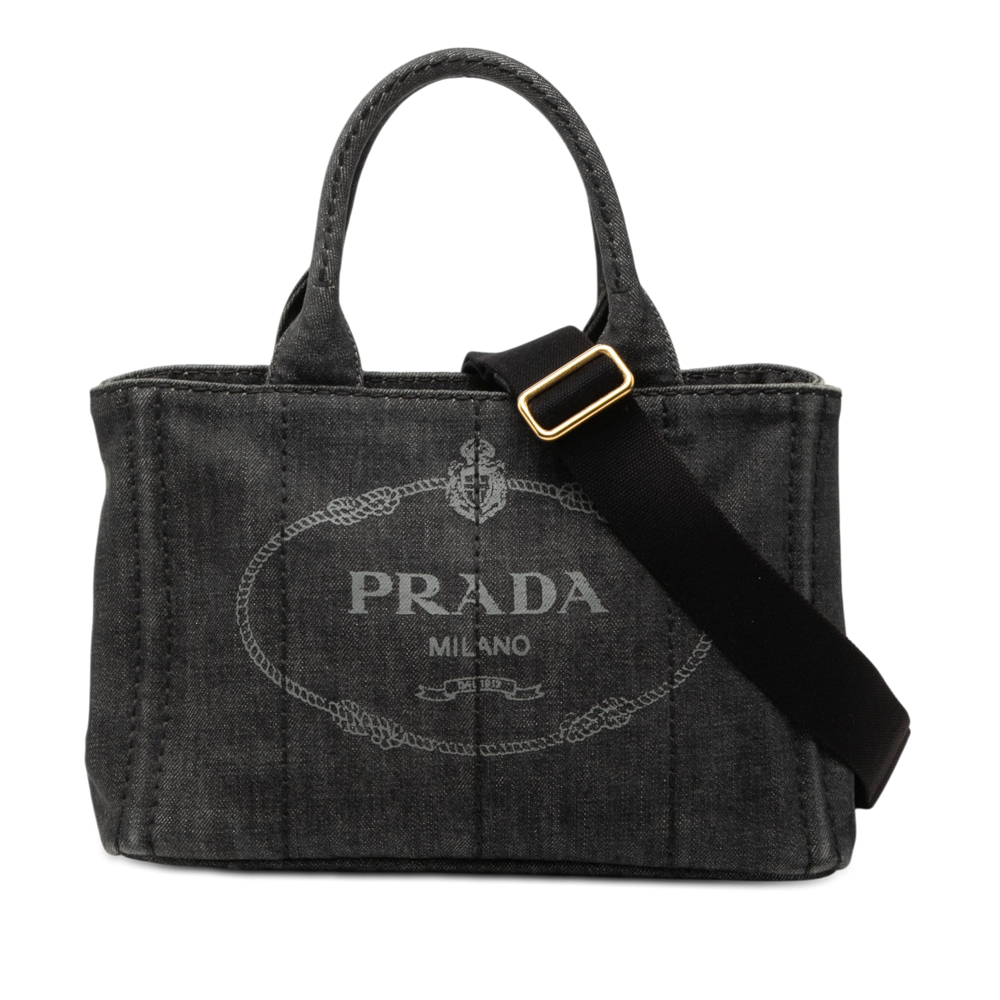 Prada Small Denim Canapa Logo Satchel