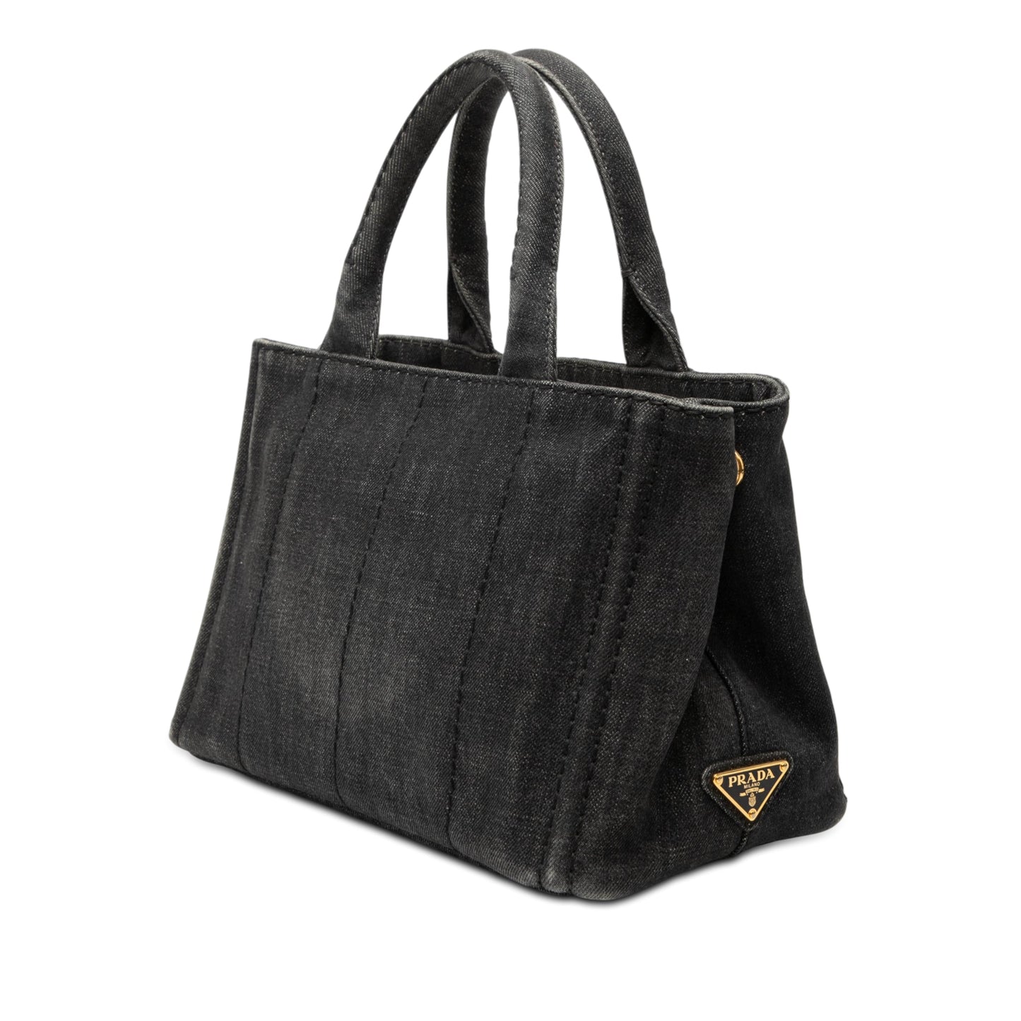 Prada Small Denim Canapa Logo Satchel