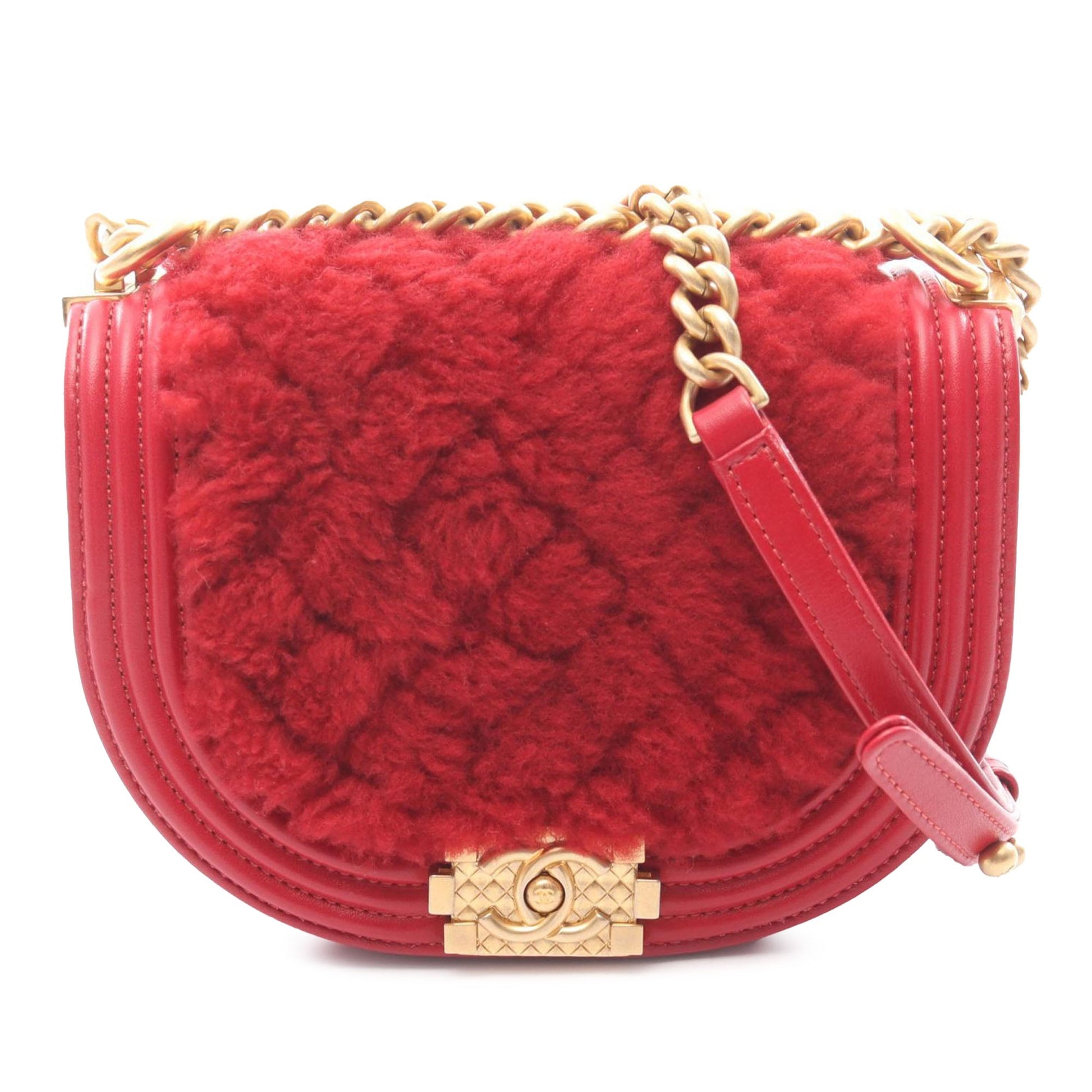 Chanel Small Quilted Shearling Boy Messenger Bag