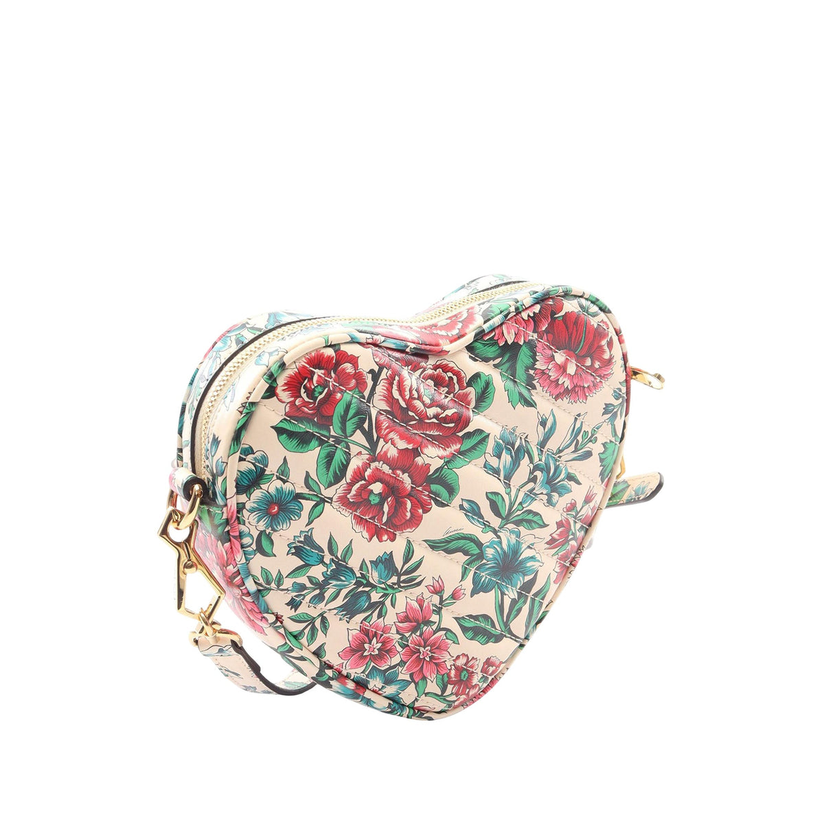 Gucci Calfskin GG Marmont Heart Flower Print Crossbody — Beige