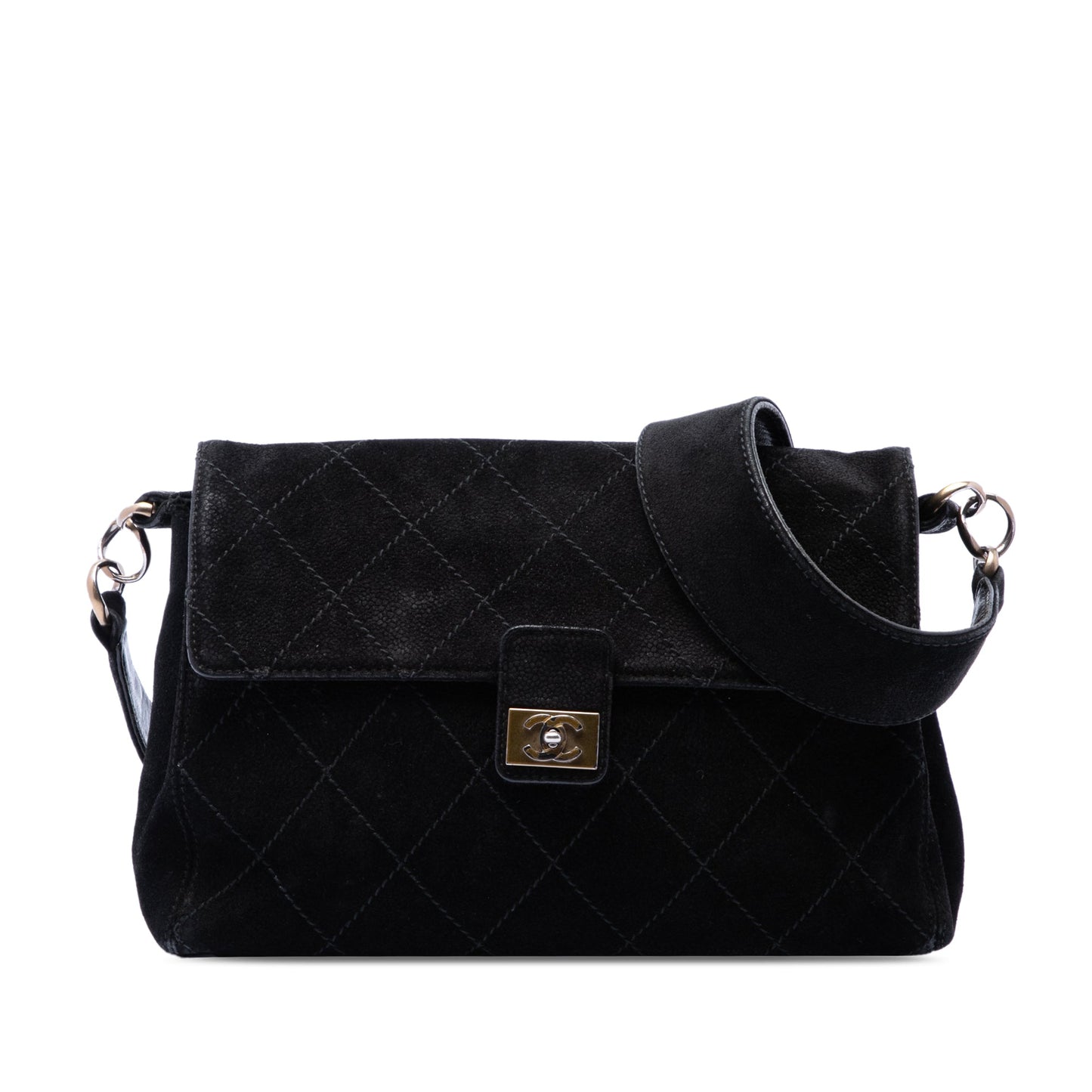 Chanel CC Quilted Suede Wild Stitch Flap