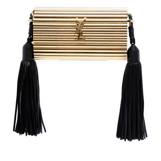 Saint Laurent Ribbed Acrylic and Lambskin Fringe Monogram Opium Box Bag