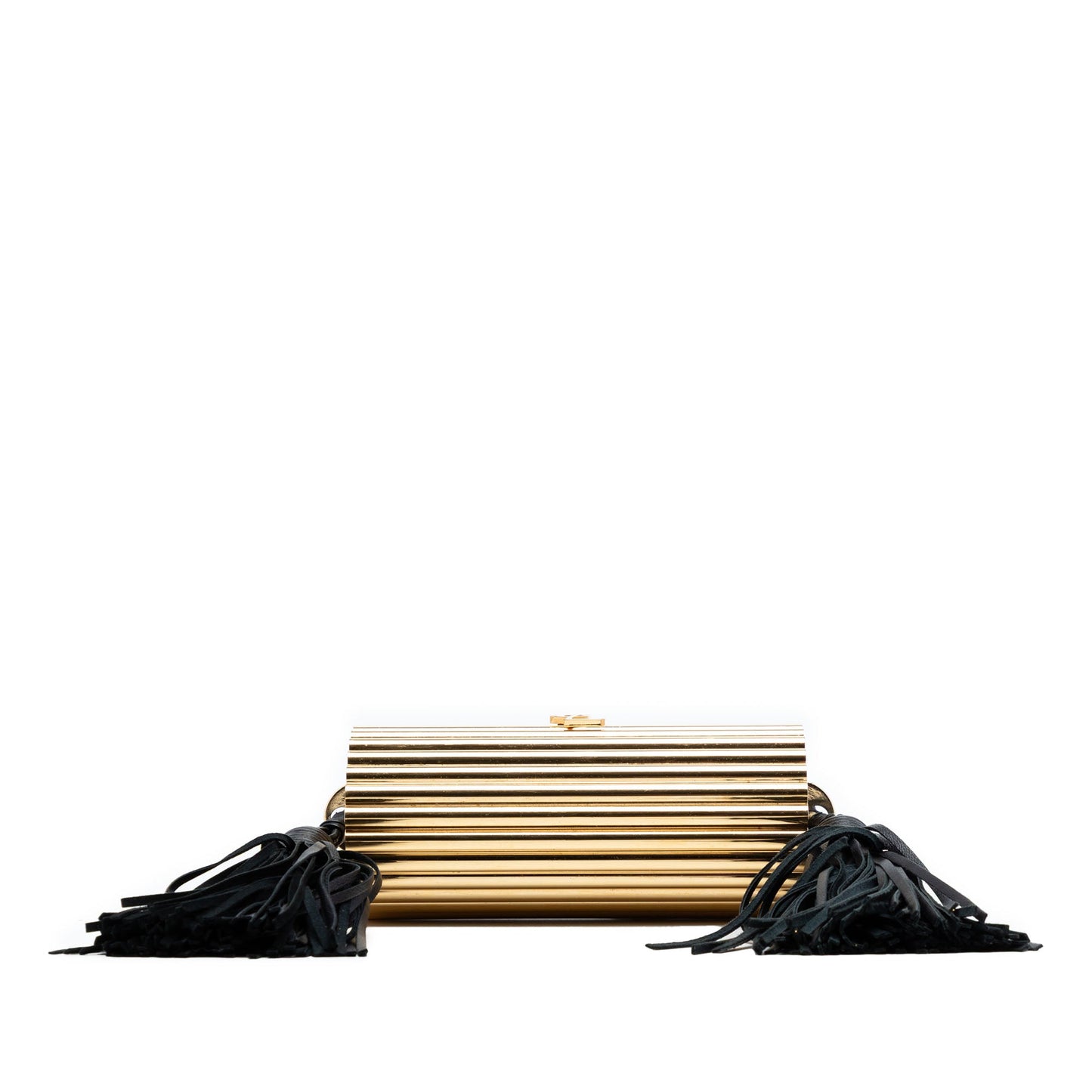 Saint Laurent Ribbed Acrylic and Lambskin Fringe Monogram Opium Box Bag