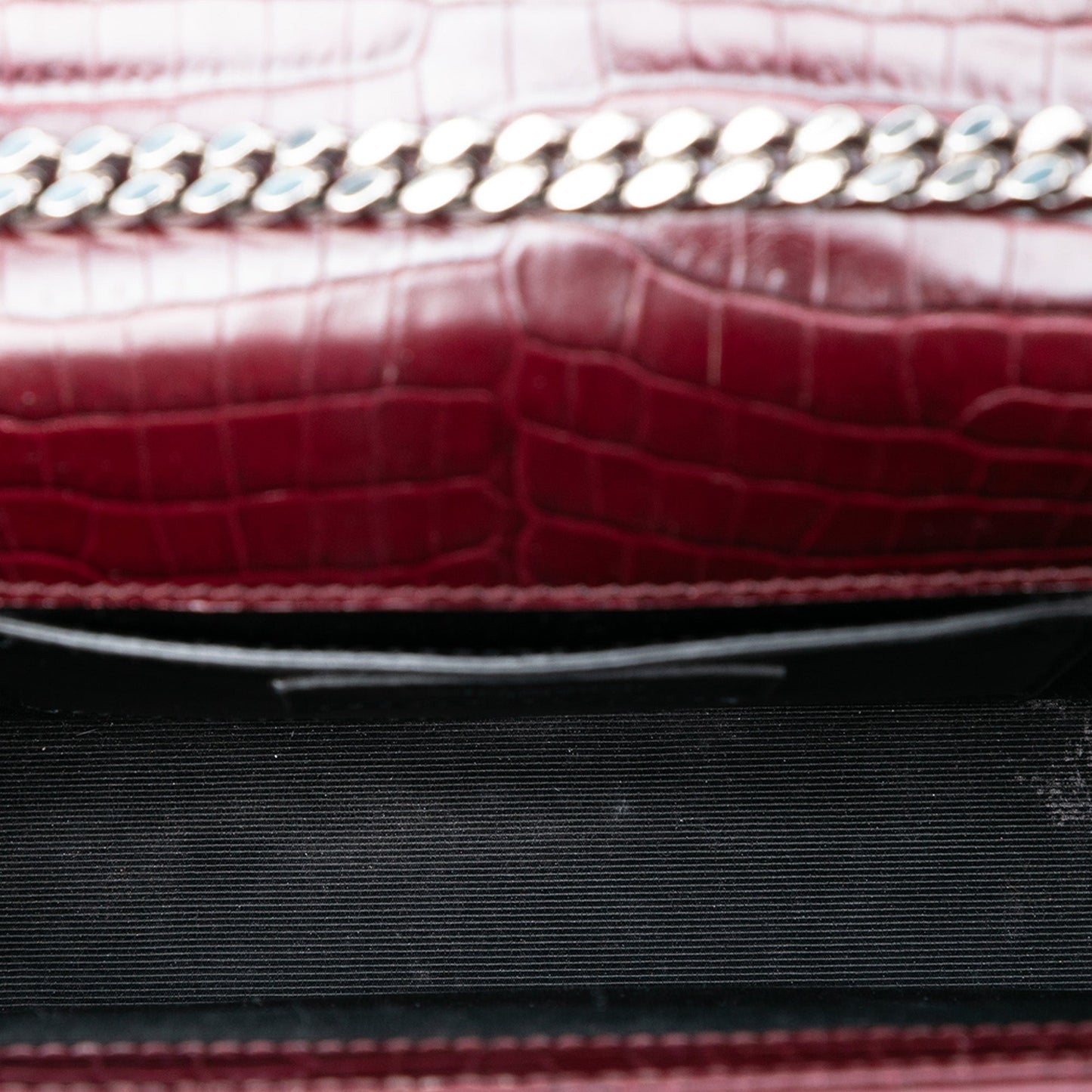 Saint Laurent Medium Croc Embossed Leather Monogram Kate Tassel Crossbody