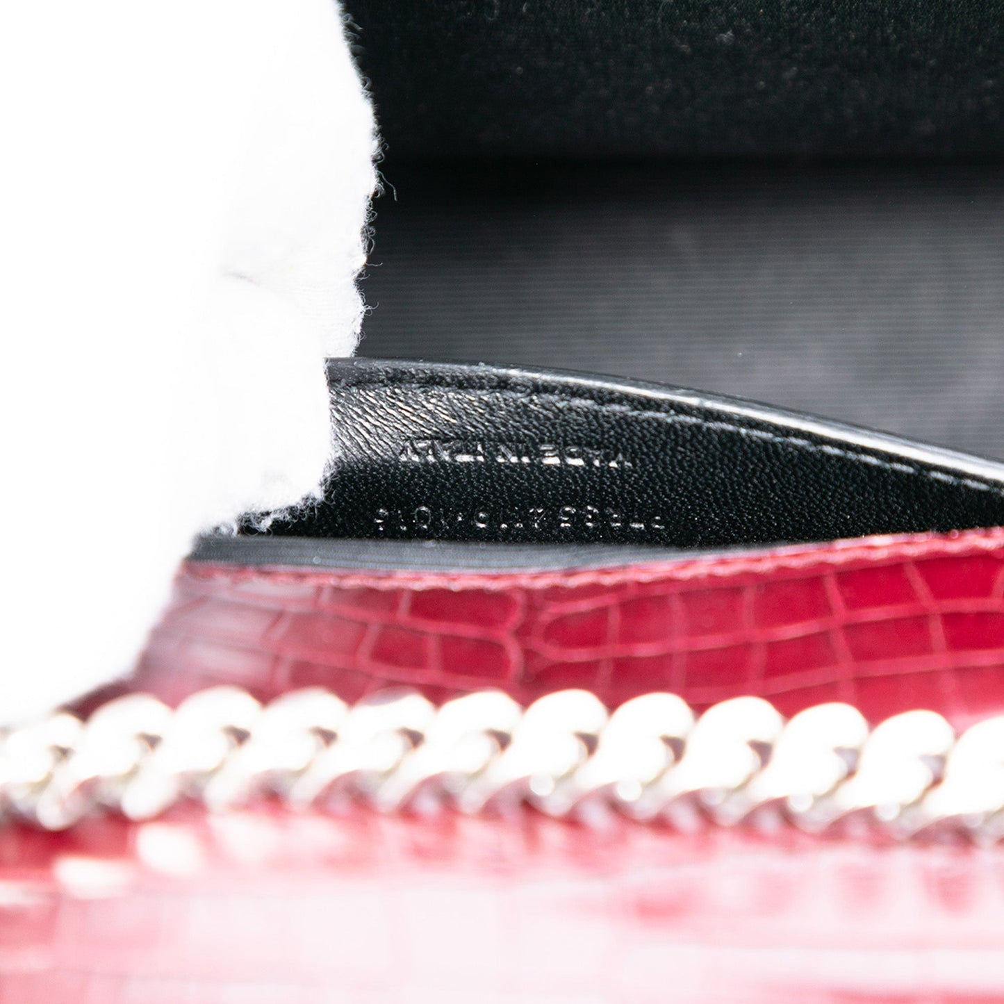 Saint Laurent Medium Croc Embossed Leather Monogram Kate Tassel Crossbody