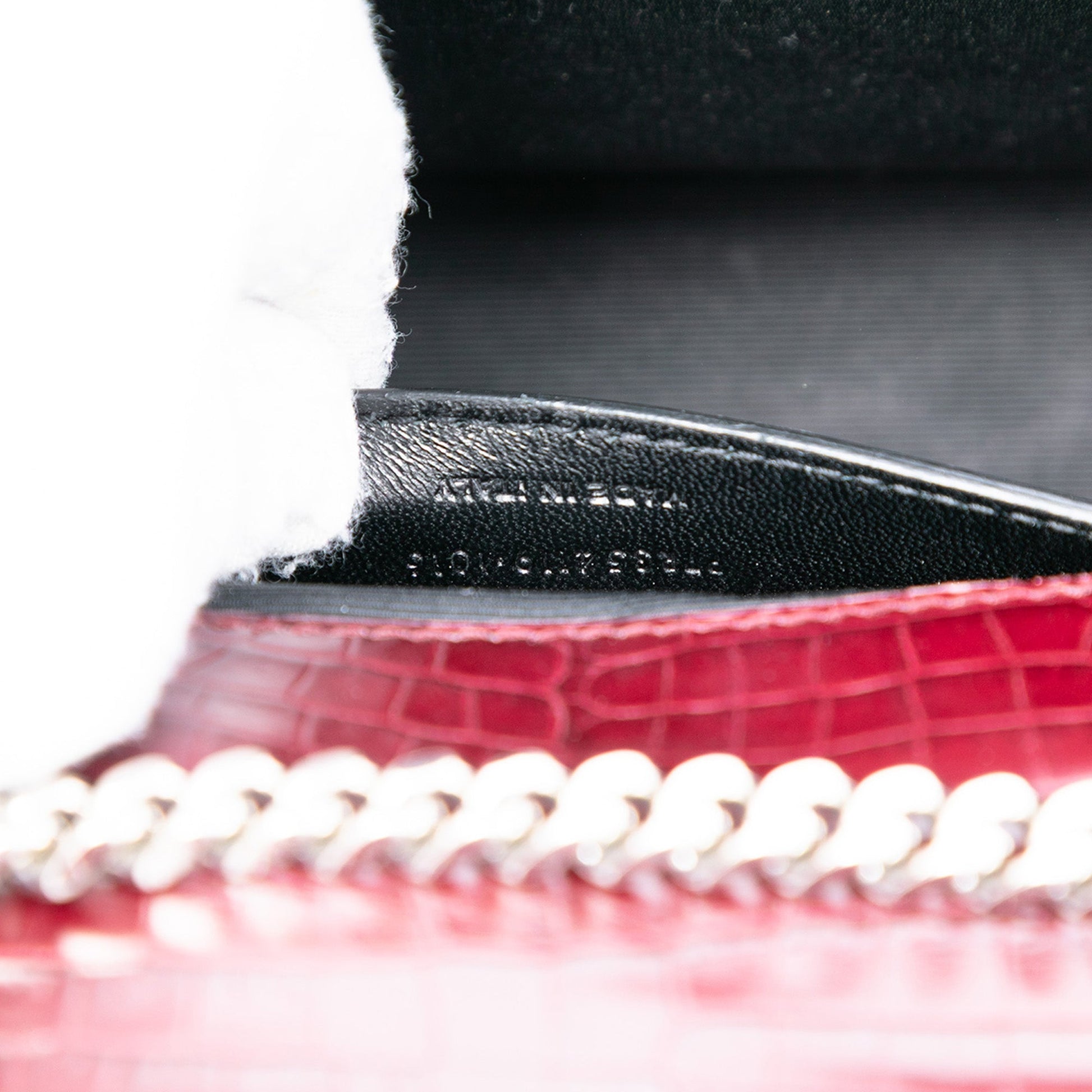Saint Laurent Medium Croc Embossed Leather Monogram Kate Tassel Crossbody