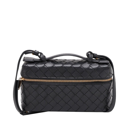 Bottega Veneta Calfskin Intrecciato Bang Bang Vanity Case — Black