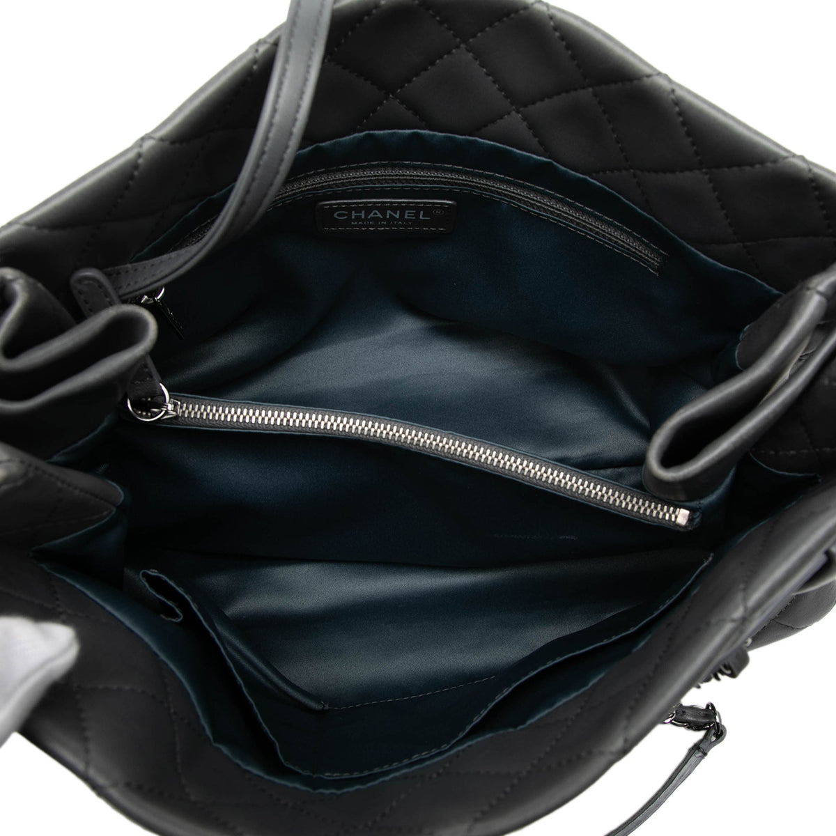 Chanel Small Quilted Lambskin Coco Loop Tote — Gray
