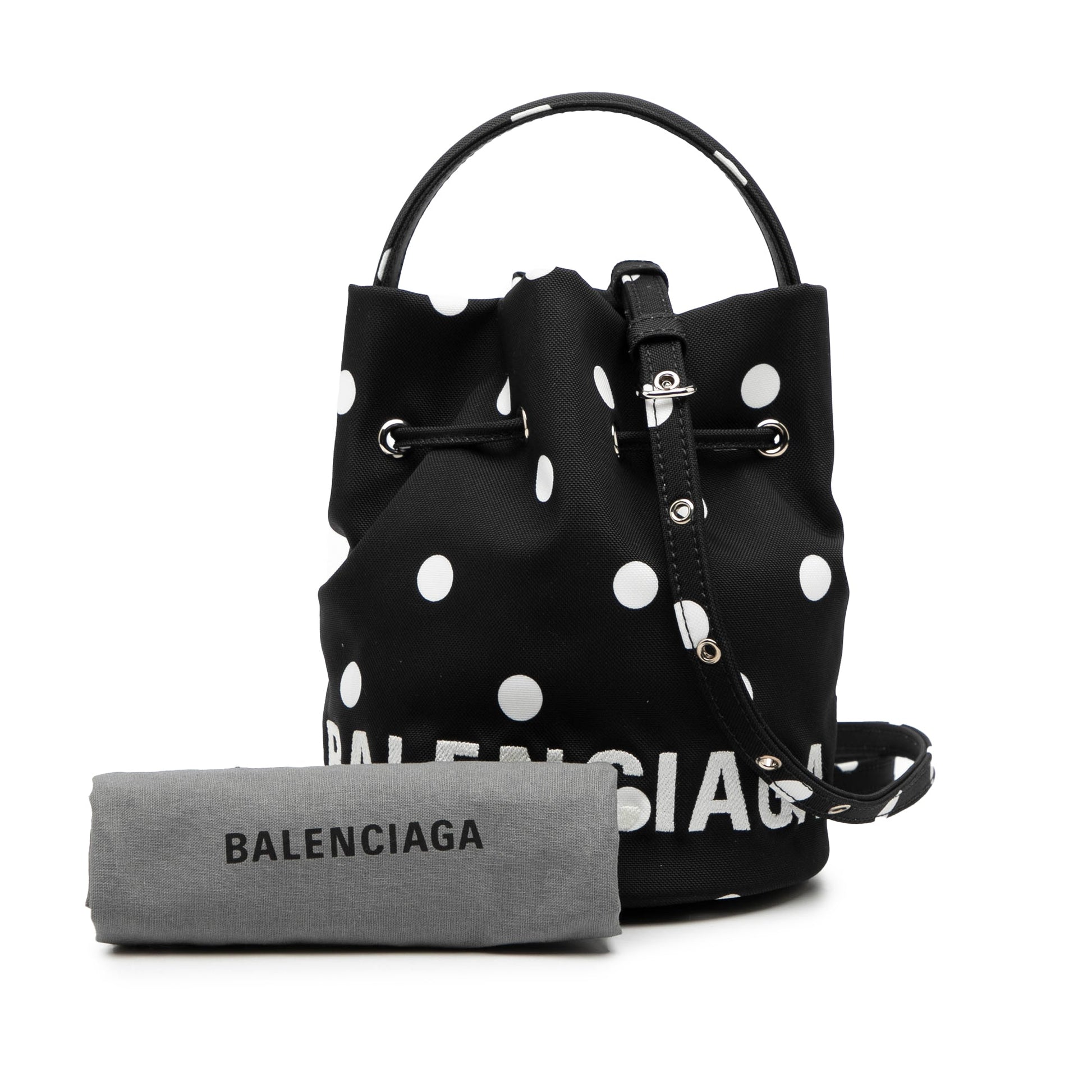 Balenciaga Nylon Dots Wheel XS Bucket Bag