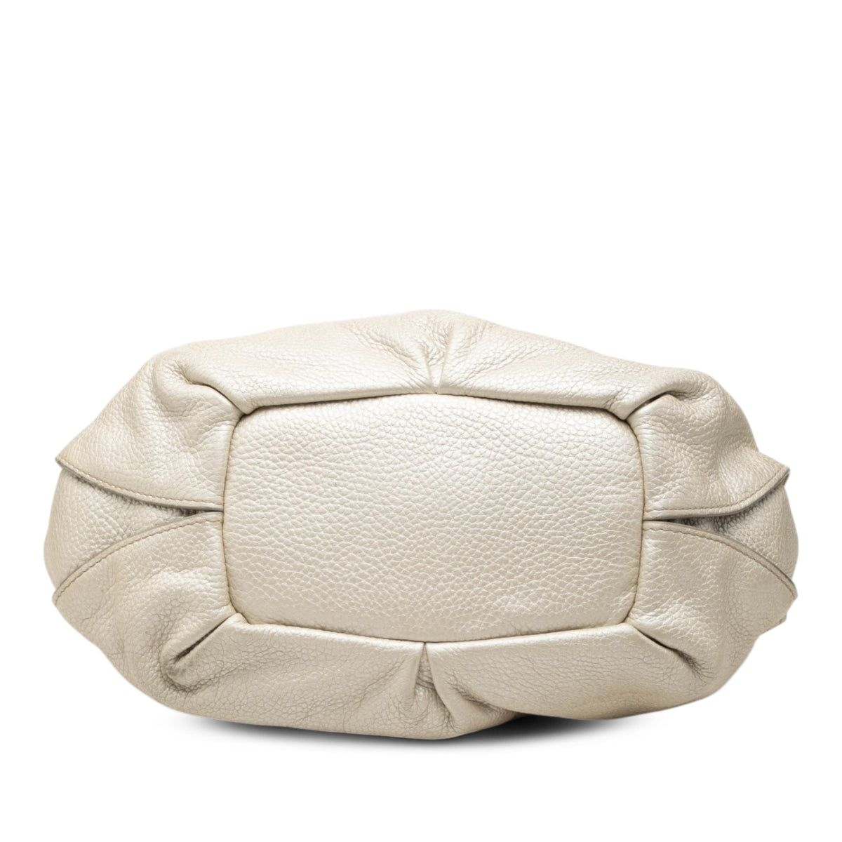 Celine Metallic Grained Calfskin Bittersweet Hobo — White