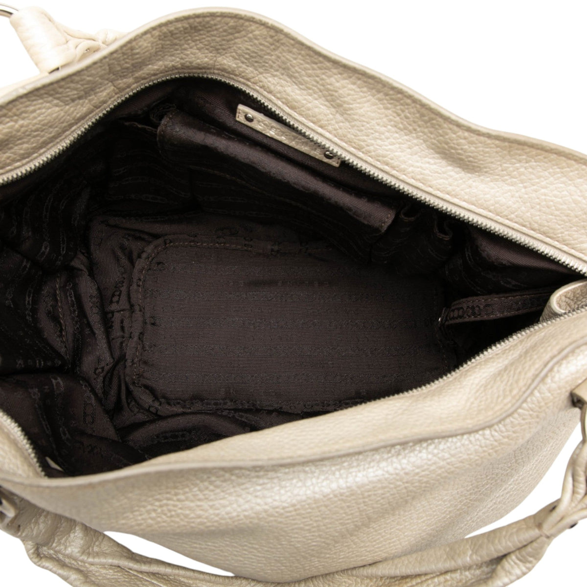 Celine Metallic Grained Calfskin Bittersweet Hobo — White