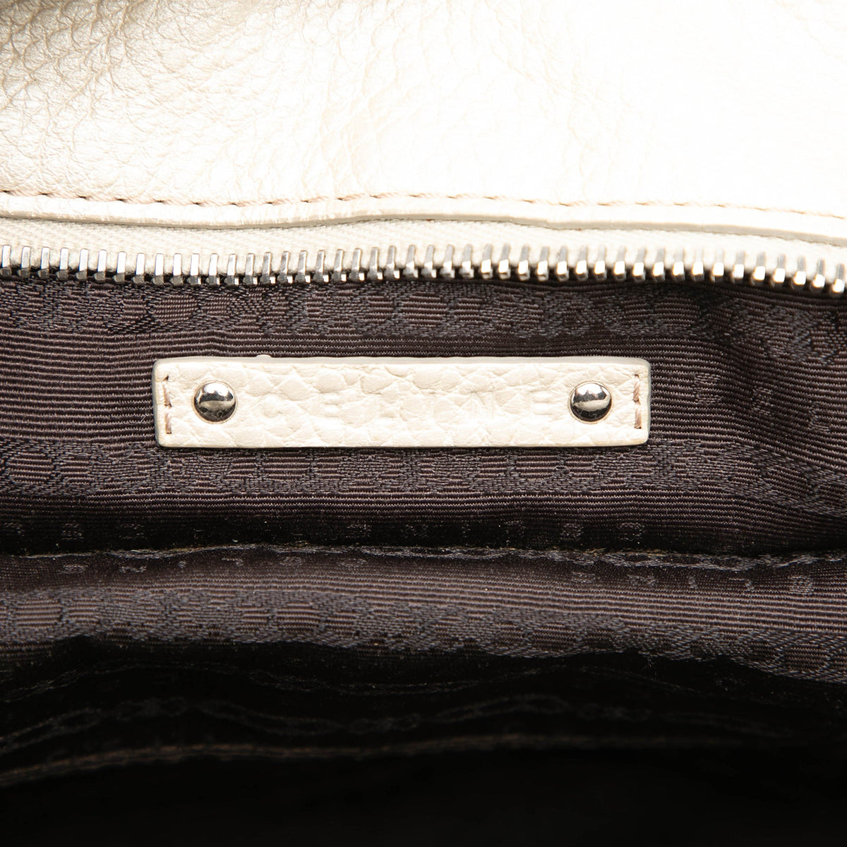 Celine Metallic Grained Calfskin Bittersweet Hobo — White