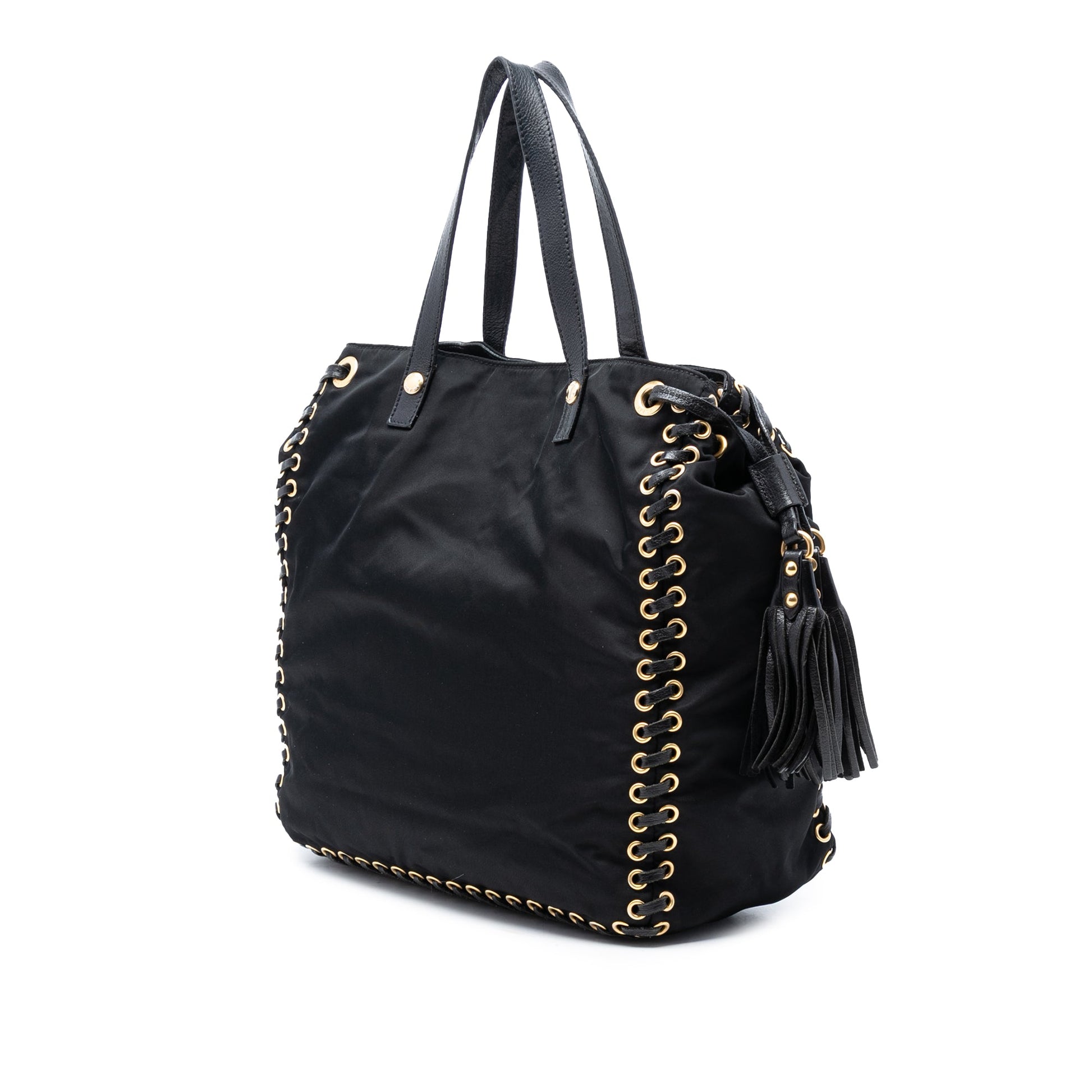 Tessuto Whipstitched Logo Oro Tassel Satchel