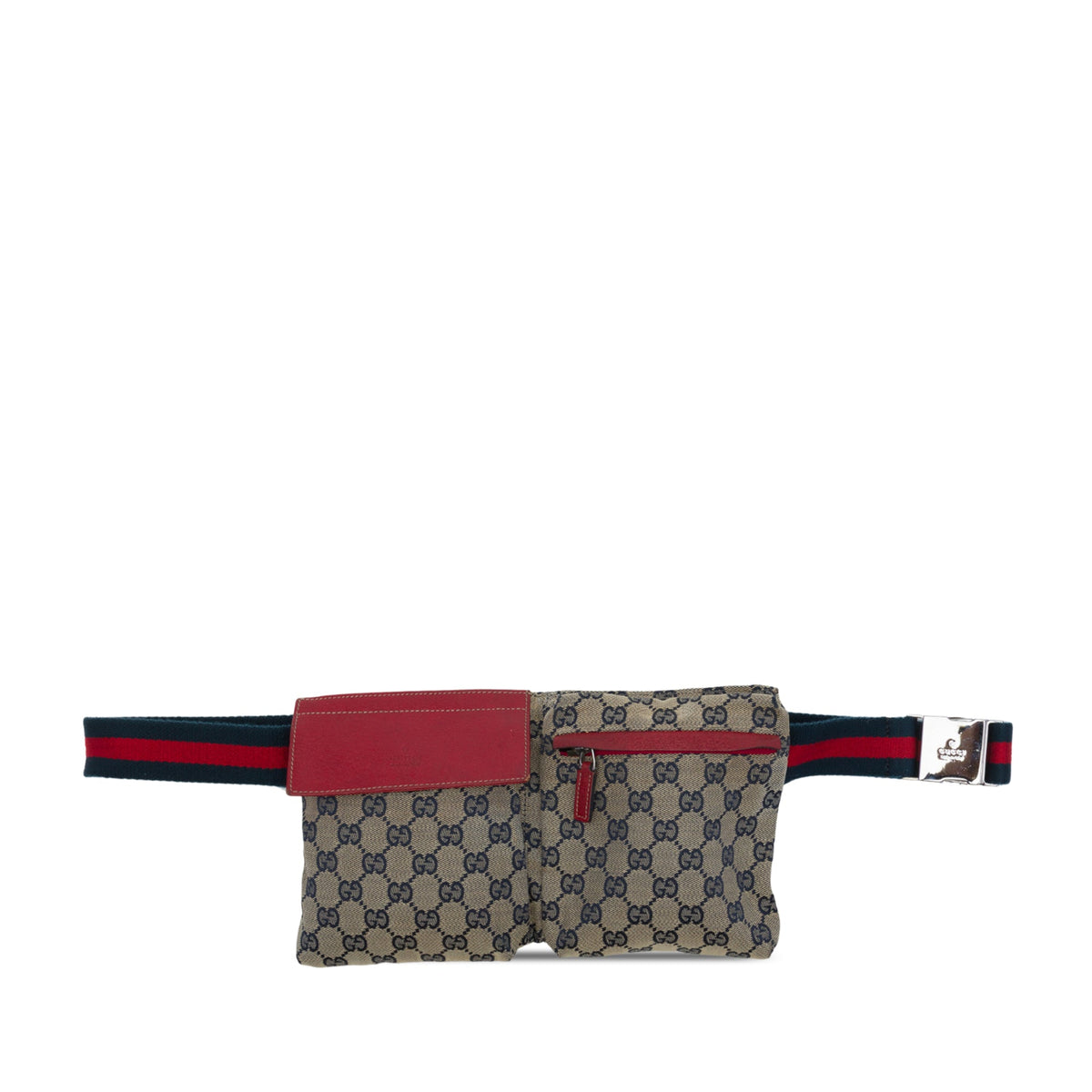Gucci GG Canvas Web Double Pocket Belt Bag