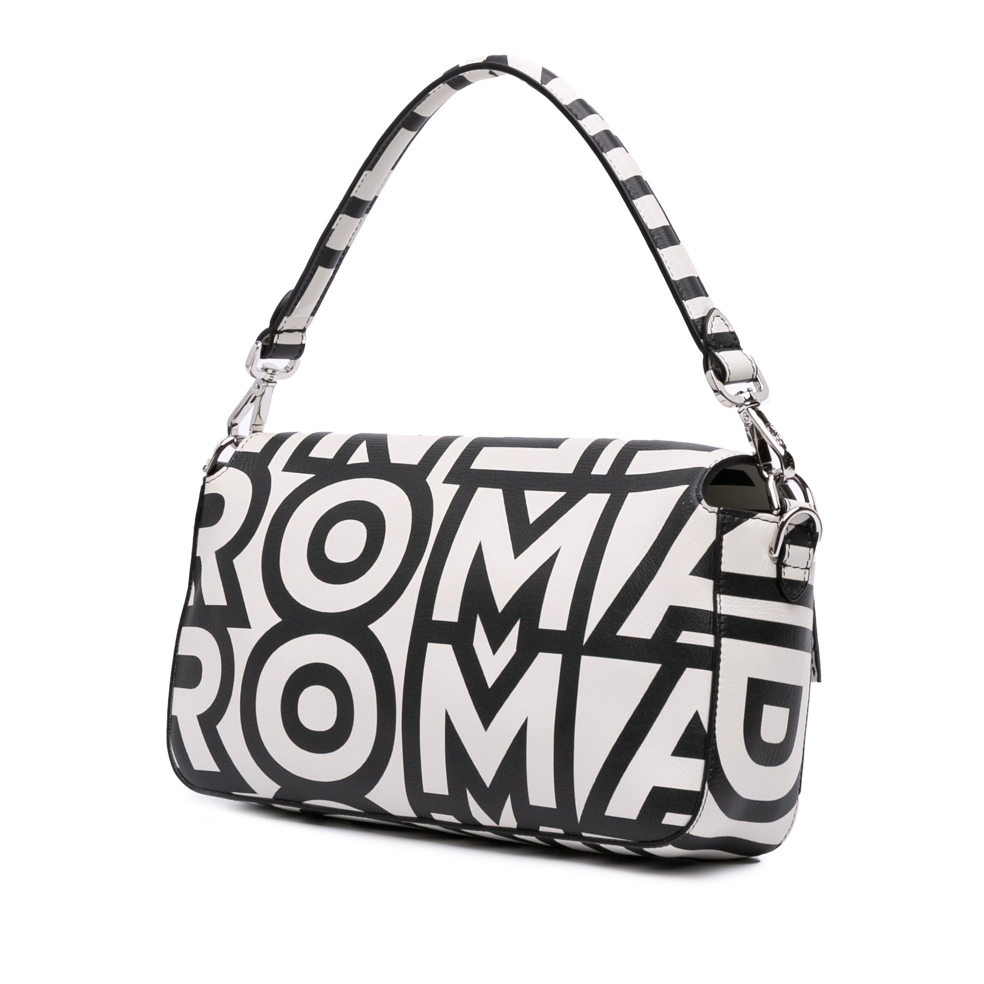 Fendi Marc Jacobs Nappa Vitello King Logo Print Baguette Satchel