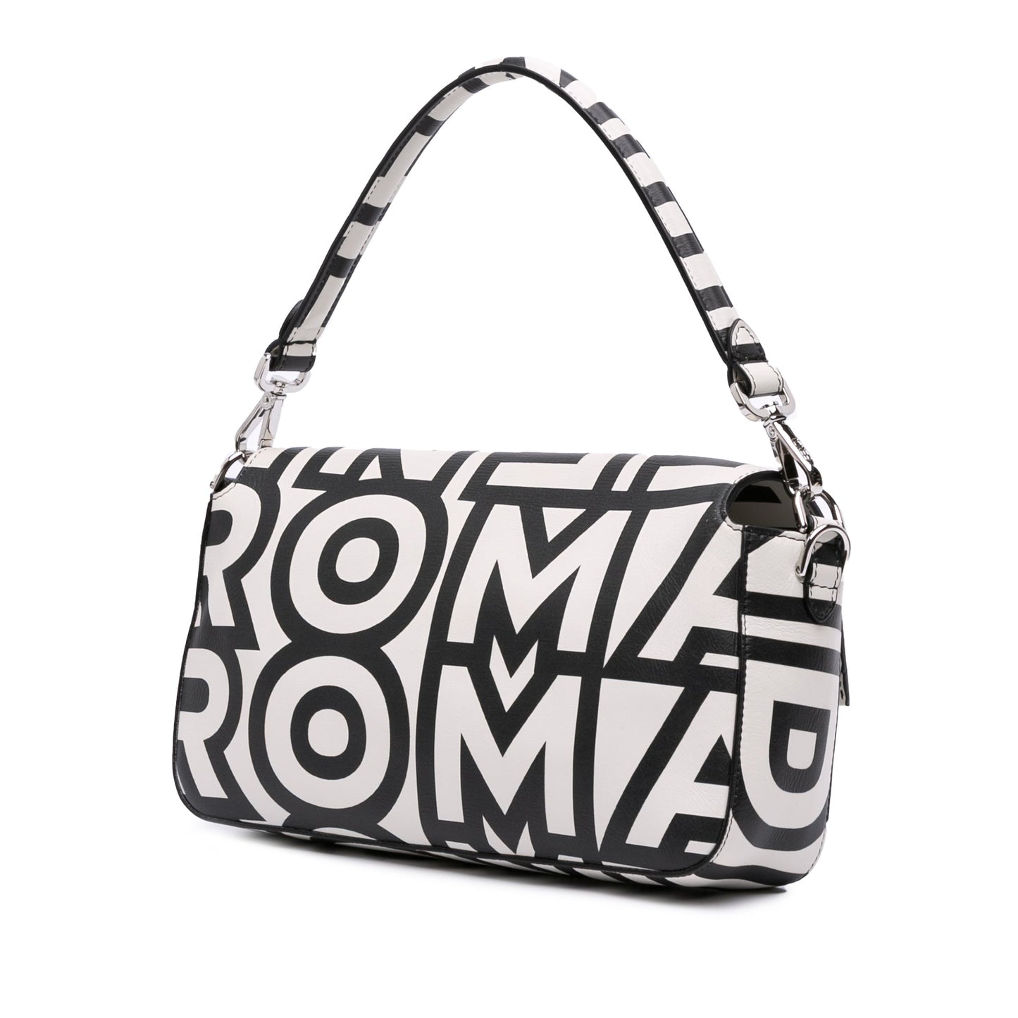 Fendi Marc Jacobs Nappa Vitello King Logo Print Baguette Satchel