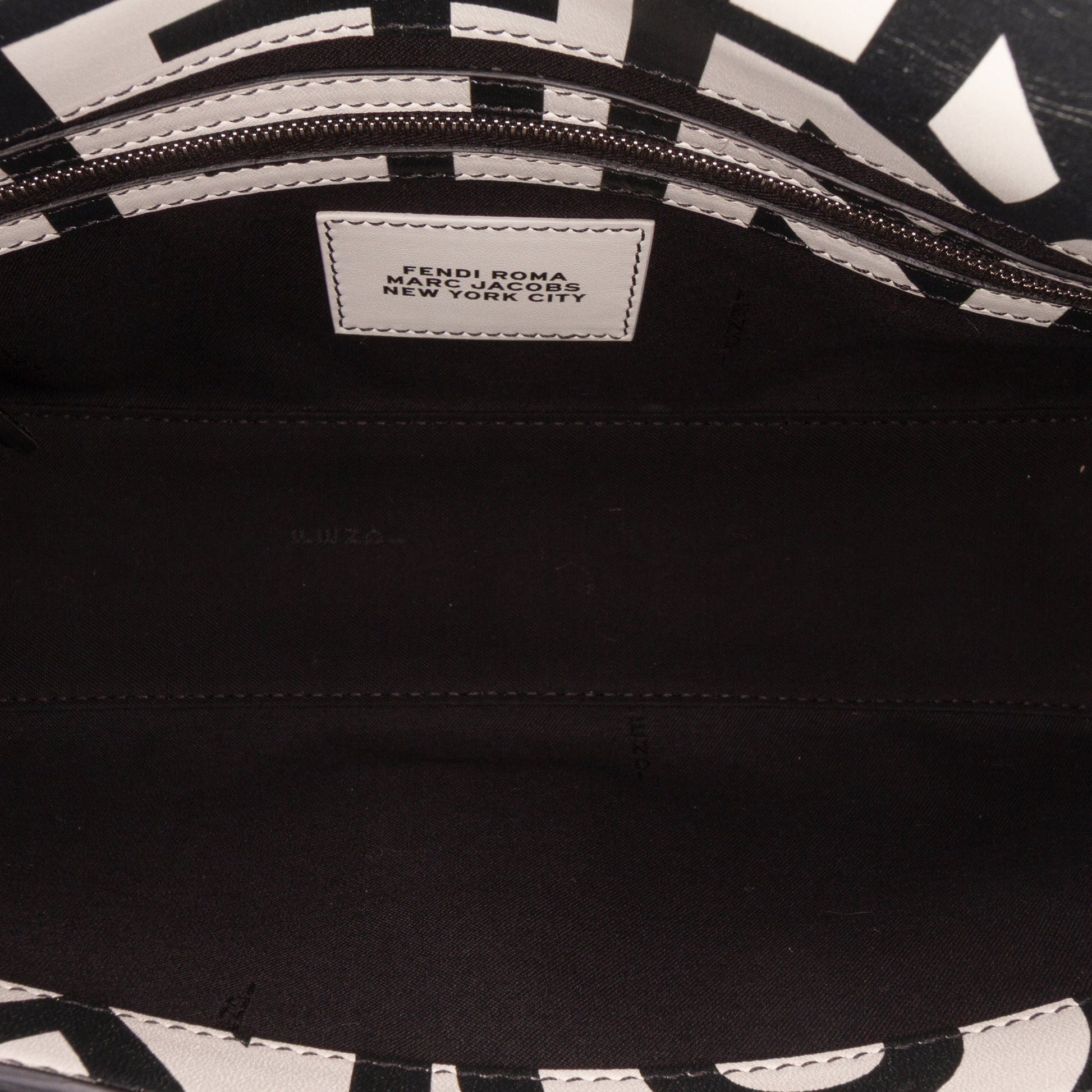 Fendi Marc Jacobs Nappa Vitello King Logo Print Baguette Satchel