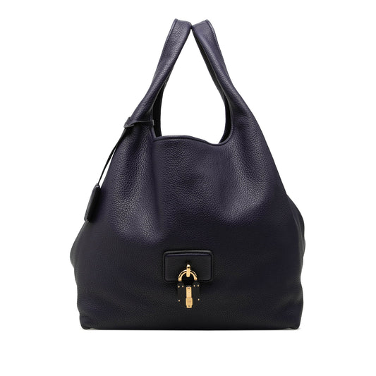 LOEWE Calfskin Calle Lock Shoulder Bag — Blue