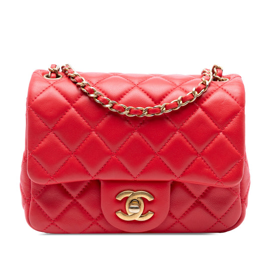 Chanel Mini Square Classic Lambskin Pearl Crush Single Flap
