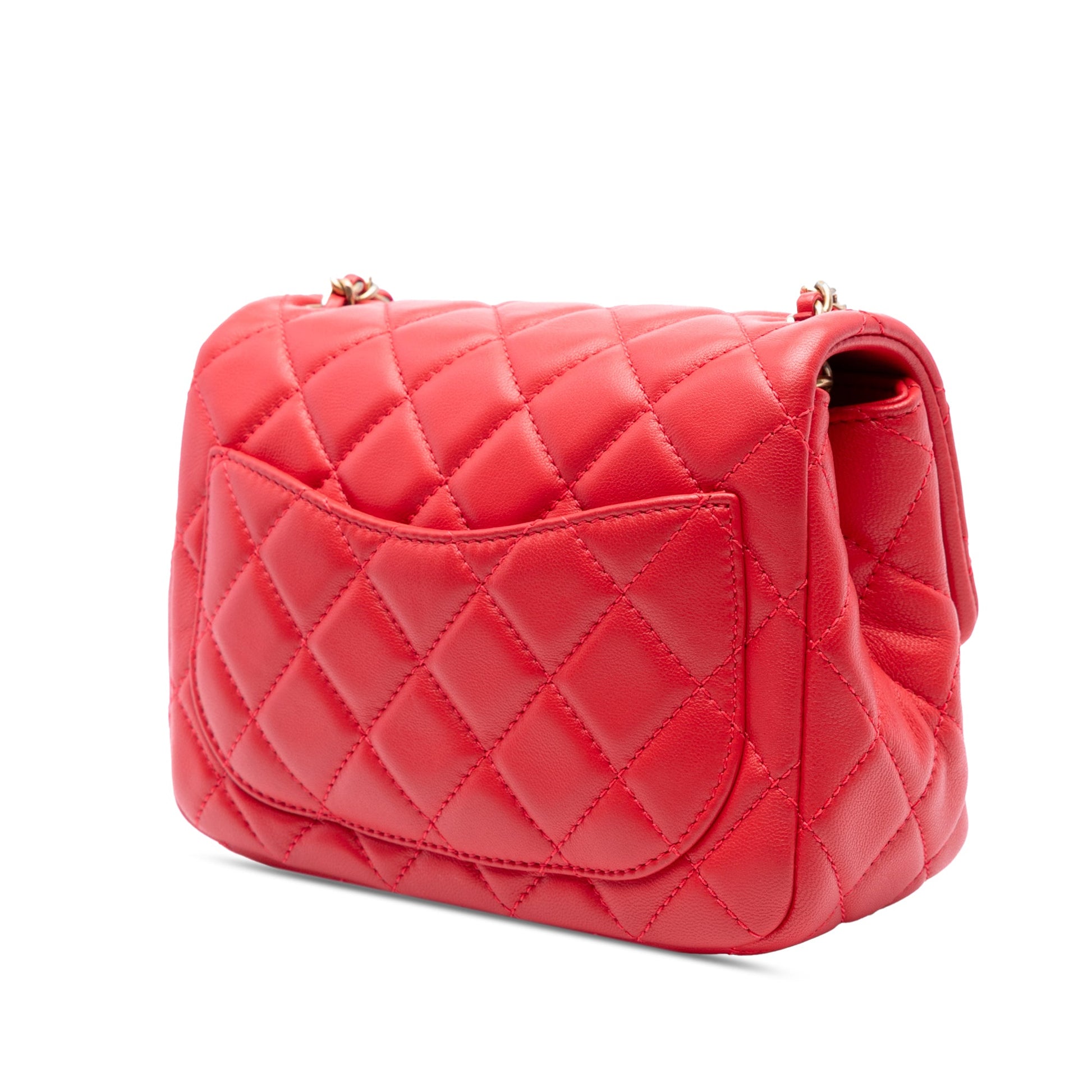 Chanel Mini Square Classic Lambskin Pearl Crush Single Flap
