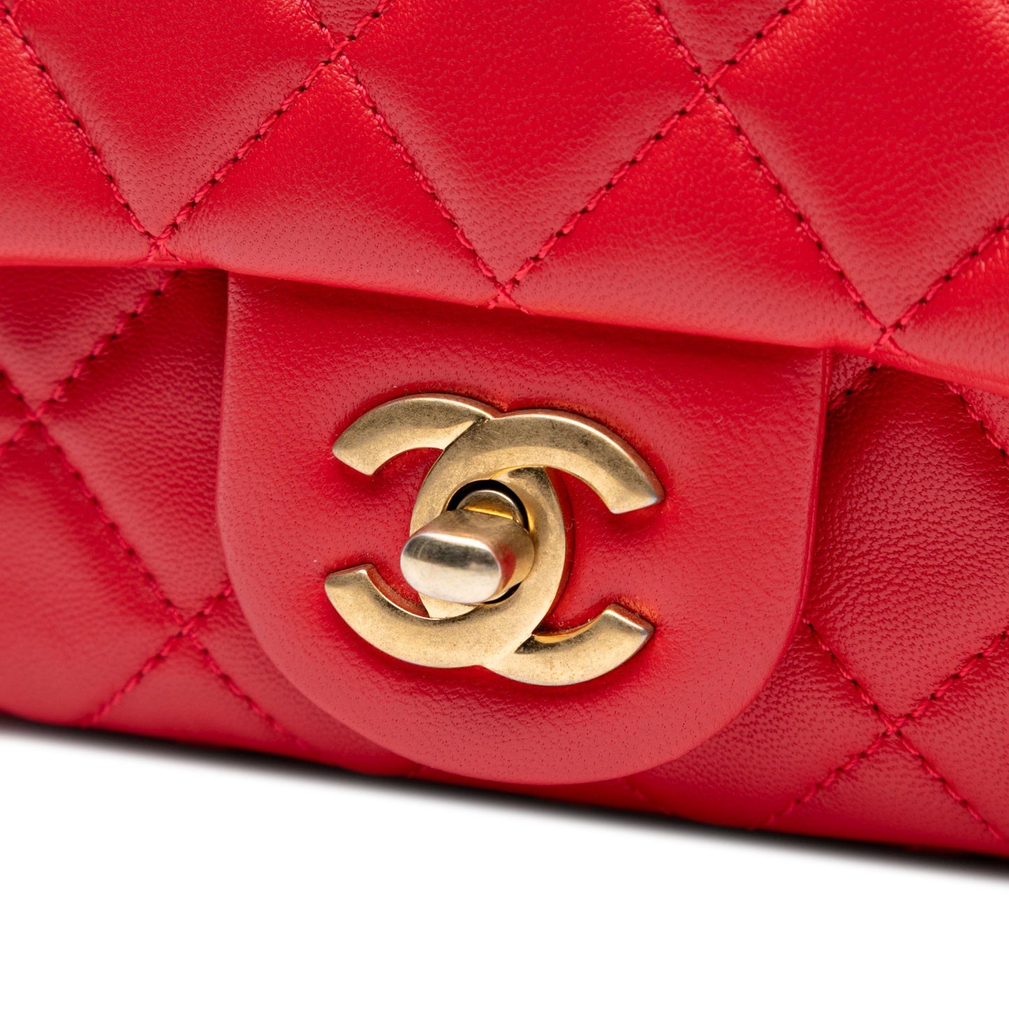 Chanel Mini Square Classic Lambskin Pearl Crush Single Flap