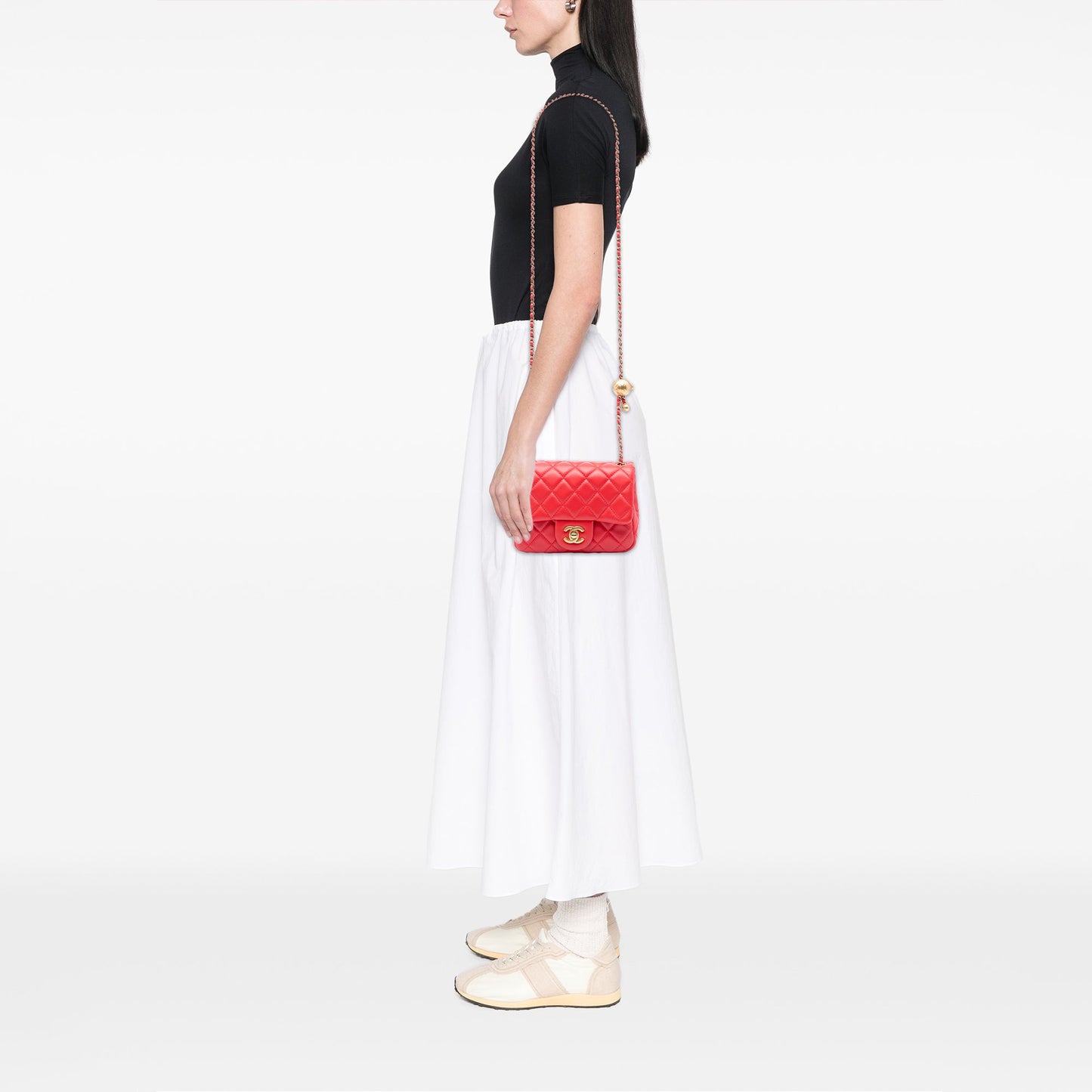 Chanel Mini Square Classic Lambskin Pearl Crush Single Flap