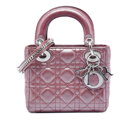 Dior Mini Iridescent Lambskin Cannage Lady Dior