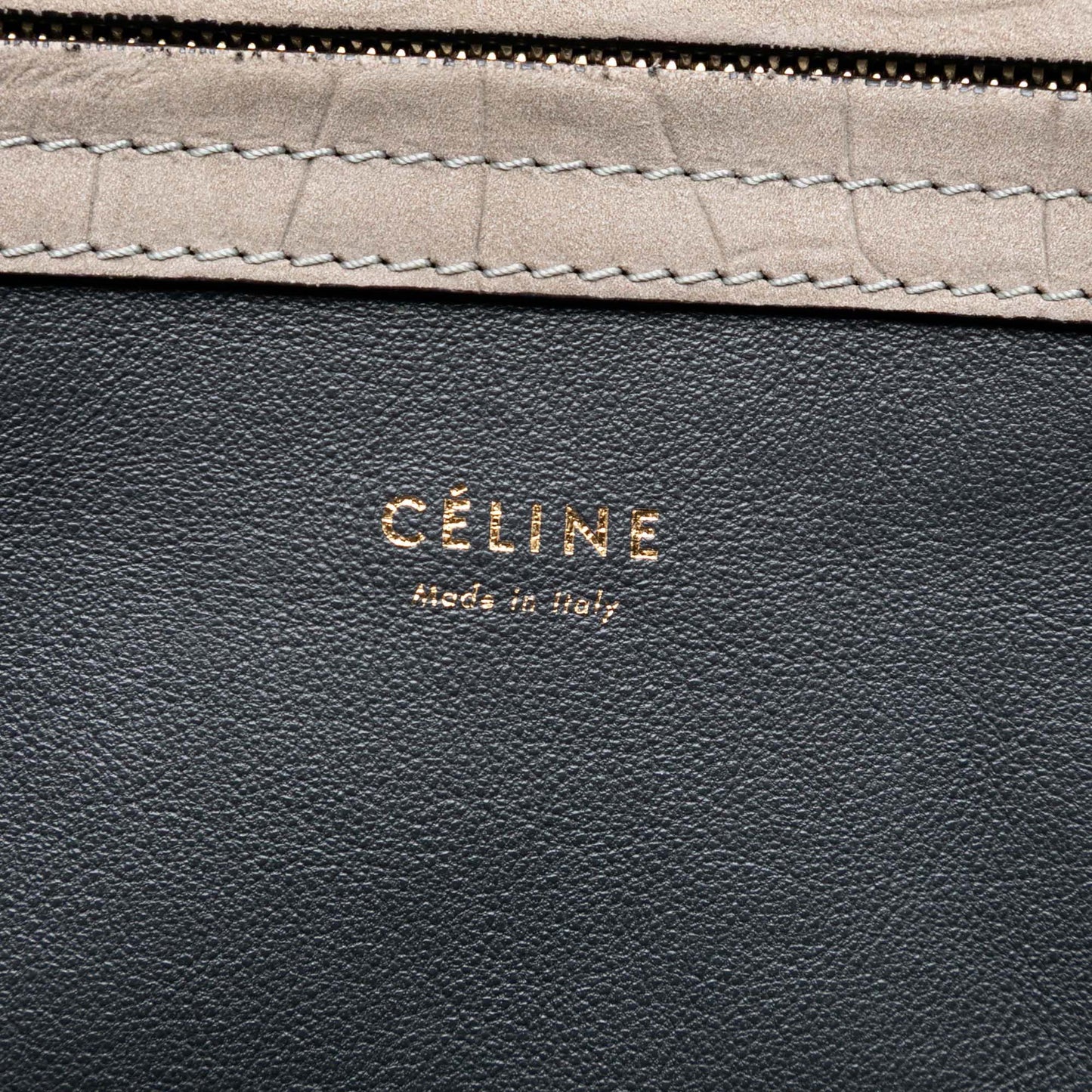Celine Large Croc Embossed Leather Luggage Phantom Tote