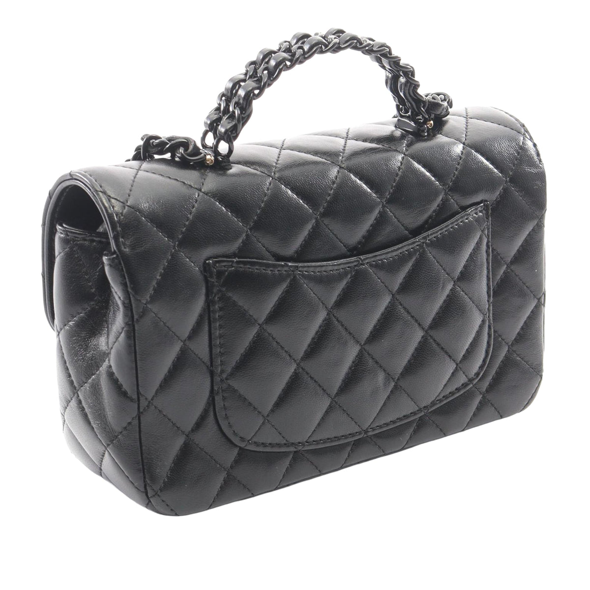 Chanel Mini CC Quilted Lambskin So Black Chain Top Handle Bag